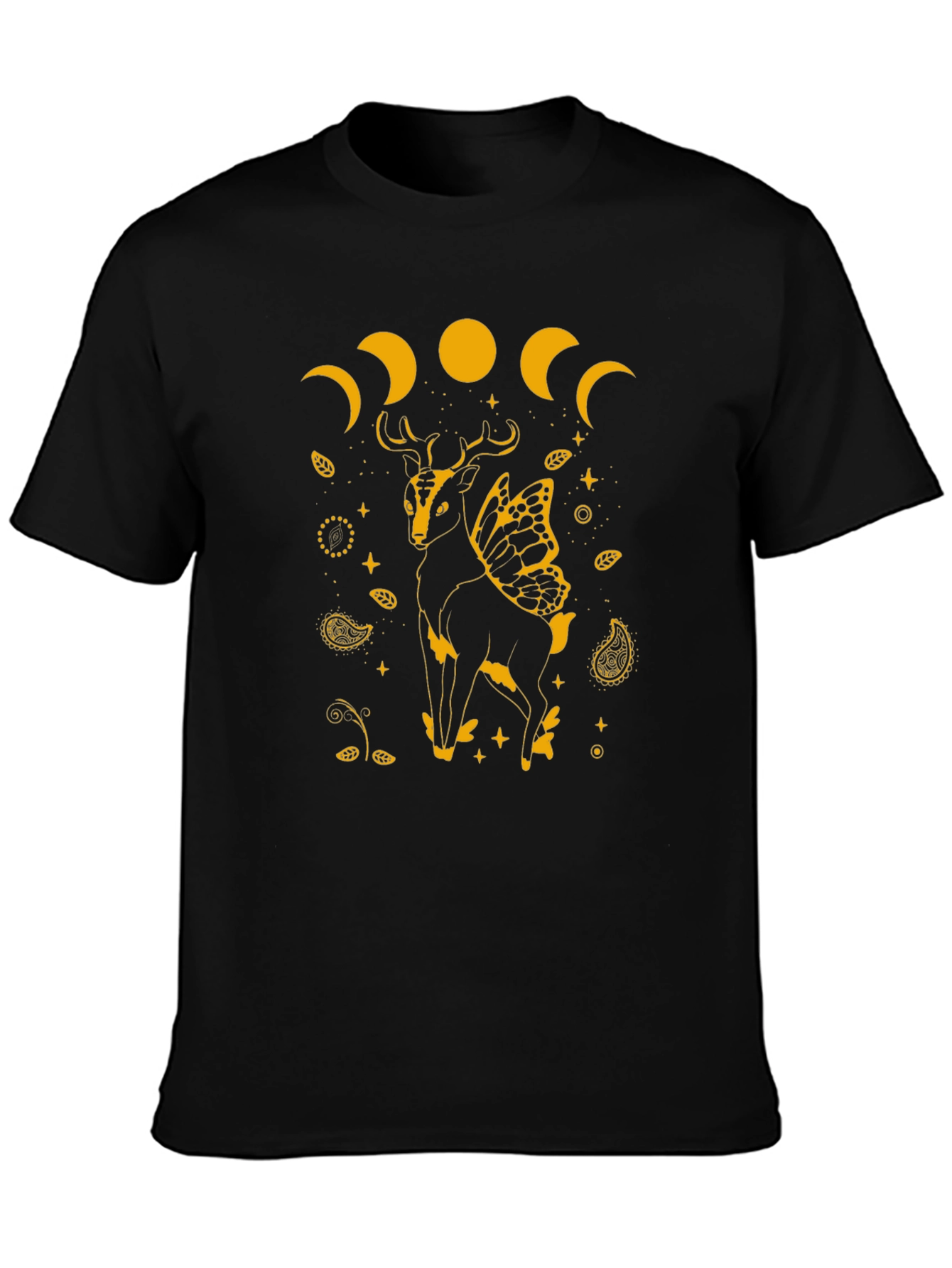 Black Deer Moon Phase Graphic Tee view 3