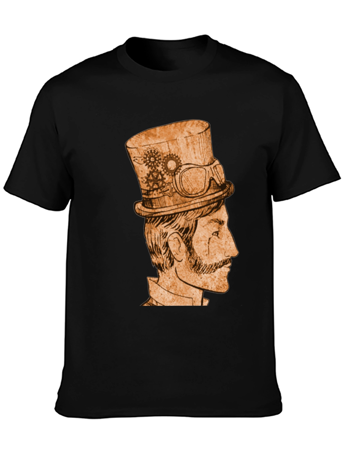 Black Steampunk Gentleman Graphic Tee - Black Cotton view 3