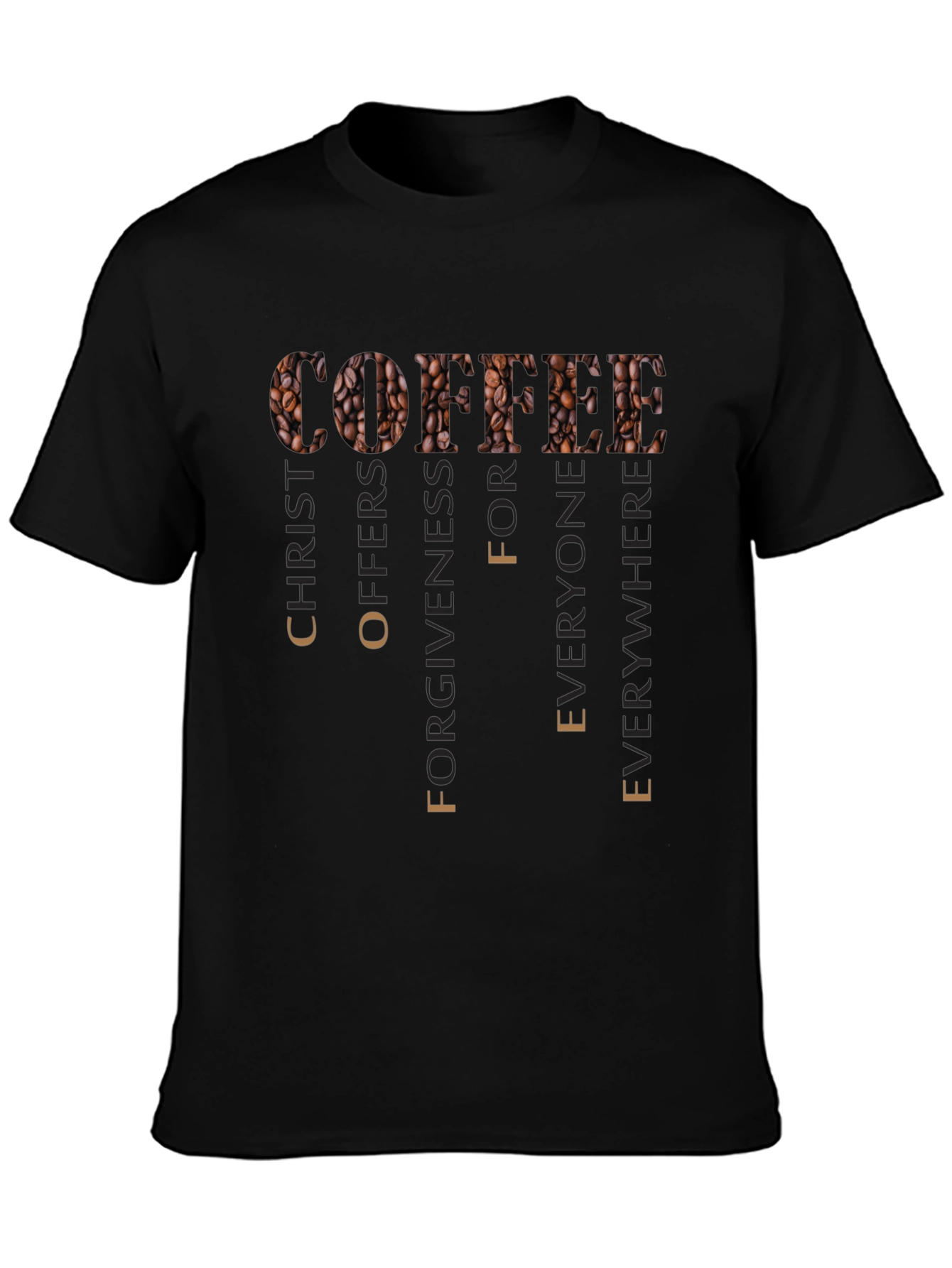 Black Coffee Christ Offers Forgiveness T-Shirt view 3