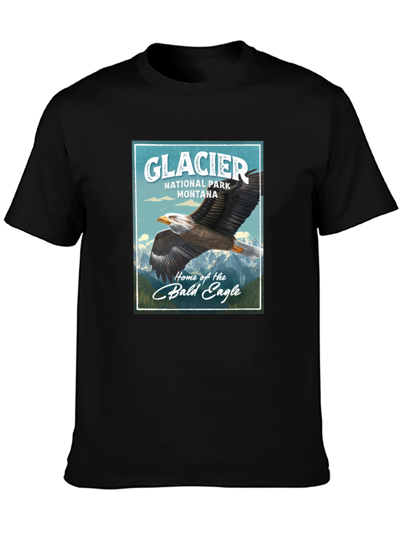 Black Glacier National Park Eagle Graphic T-Shirt view 3