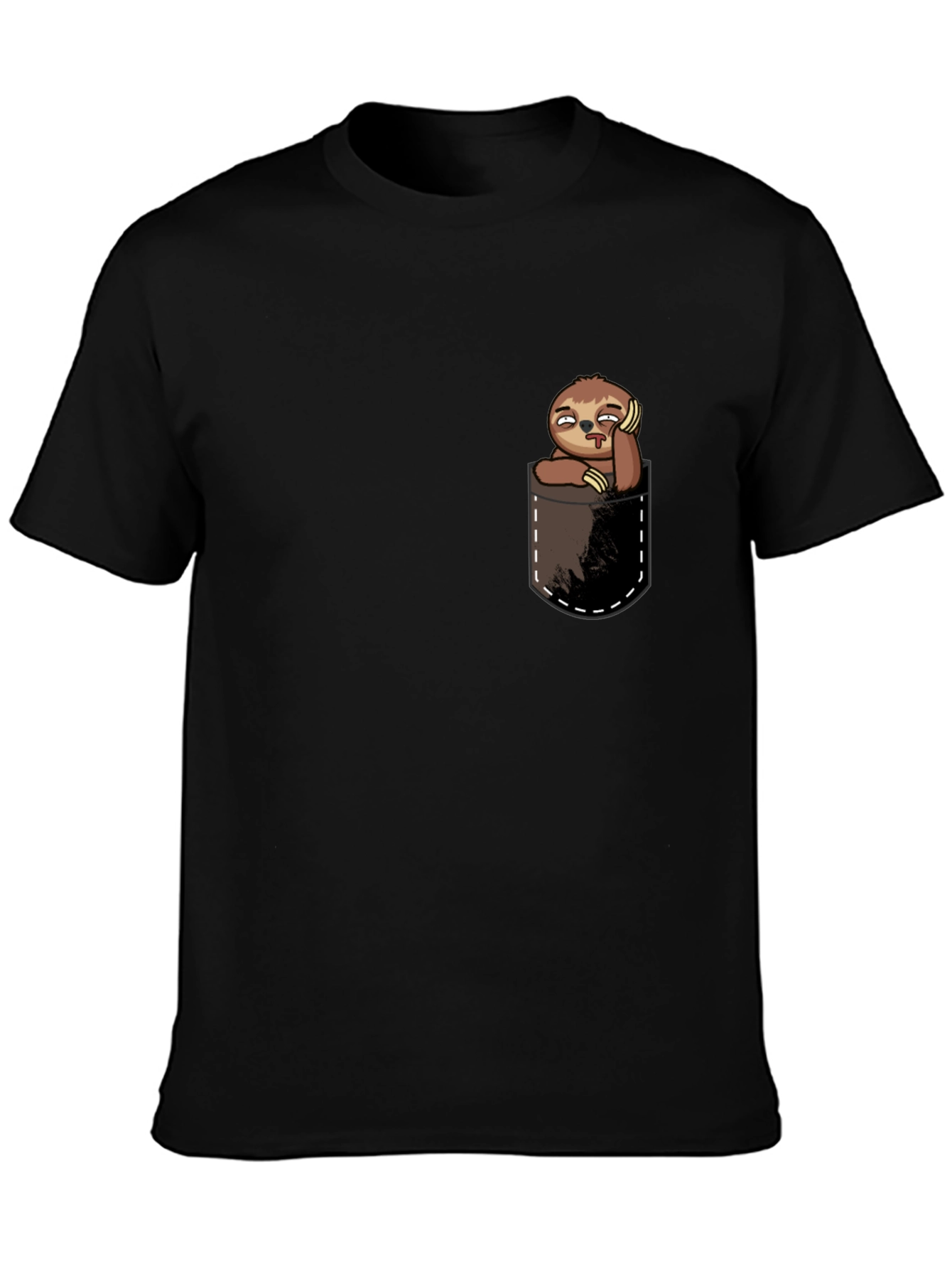 Black Sloth in Pocket Tee - Funny Graphic T-Shirt view 3