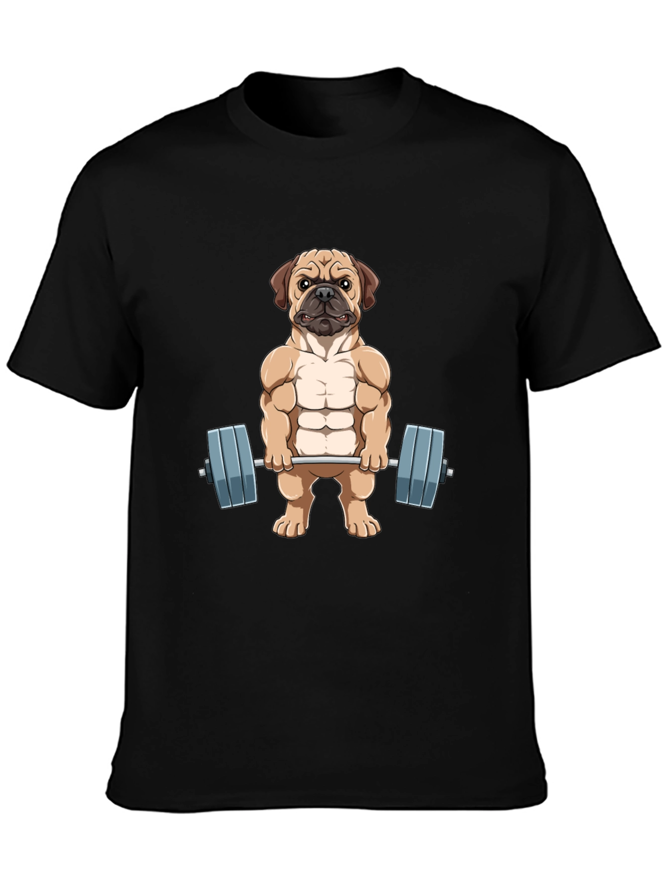 Black Muscle Dog Graphic Tee - Workout Pug T-Shirt view 3
