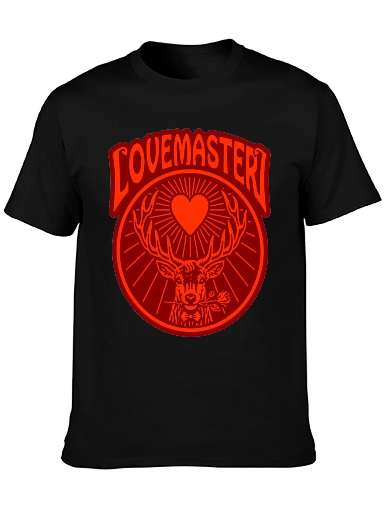 Black Lovemaster Graphic Tee - Deer Heart Rose Design view 3