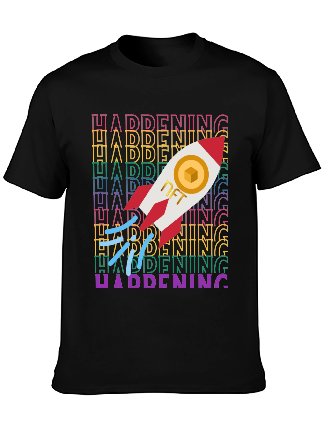 Black NFT Rocket T-Shirt - The Happening view 3