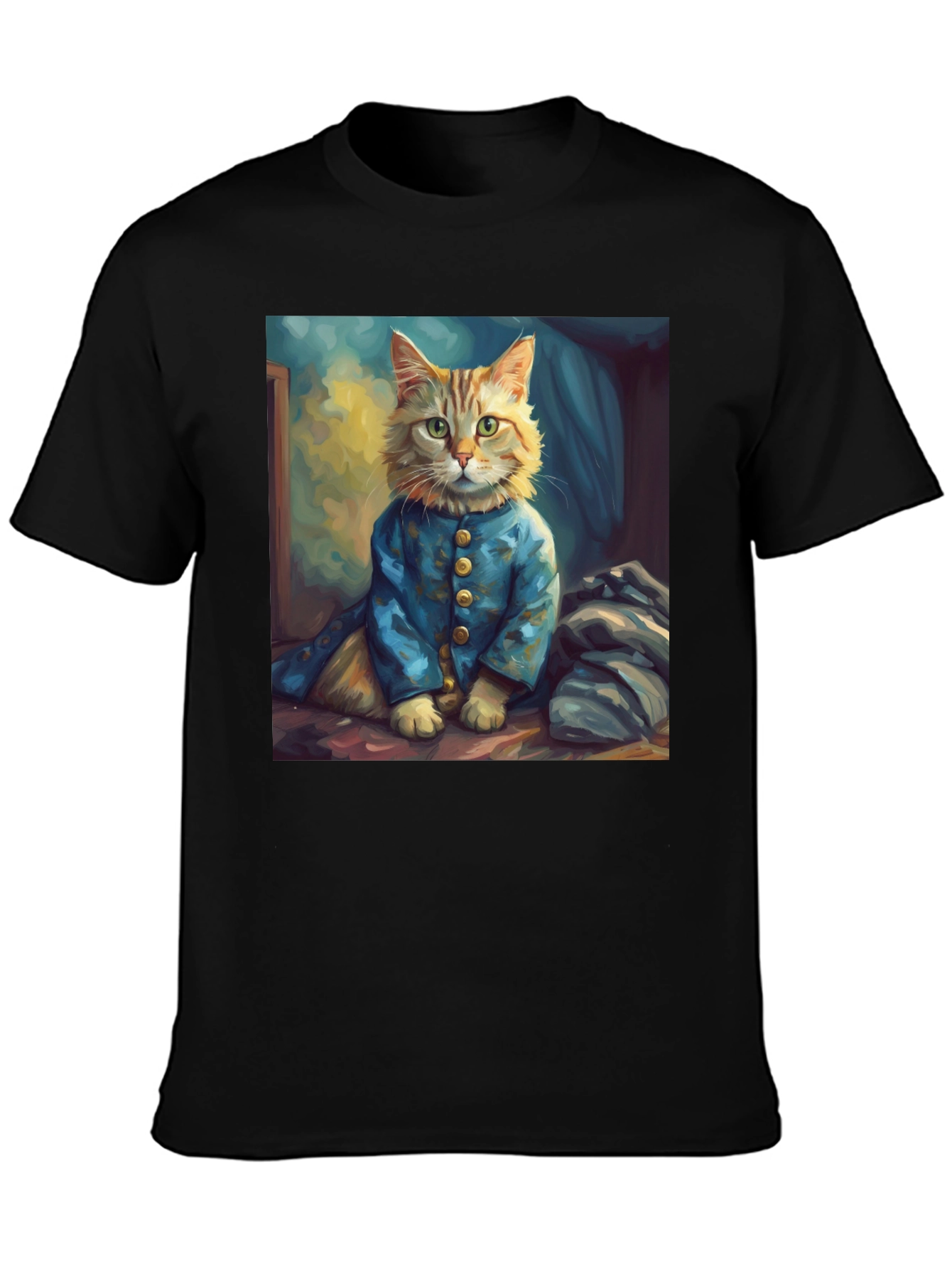 Black Cat Portrait Graphic Tee - Stylish Novelty Shirt view 3