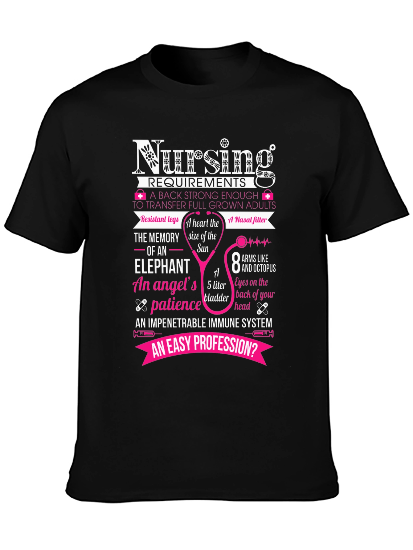 Black Nursing Requirements Black T-Shirt view 3