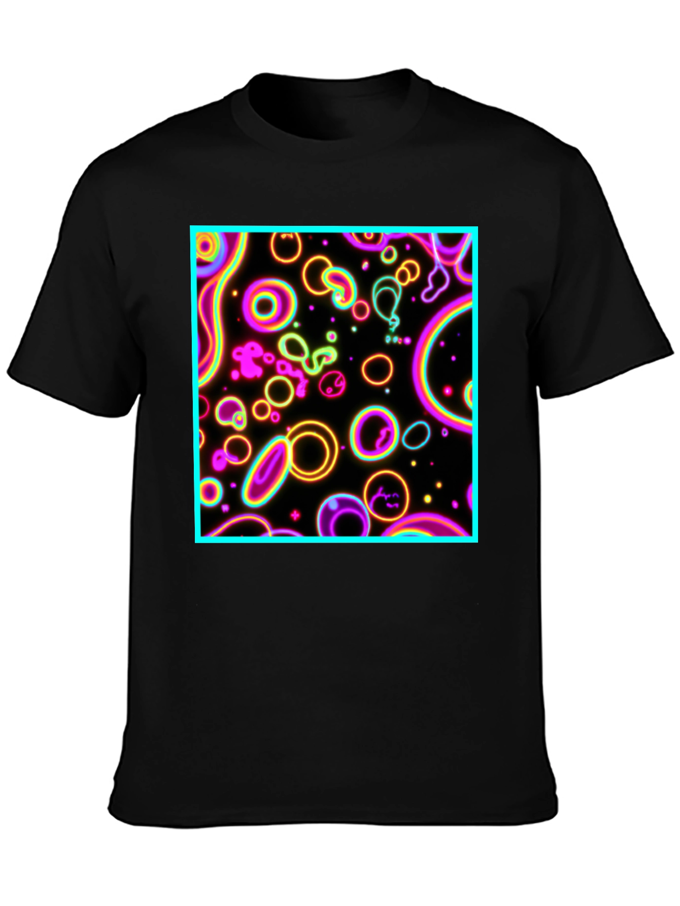 Black Neon Glow Abstract Graphic Print Tee view 3