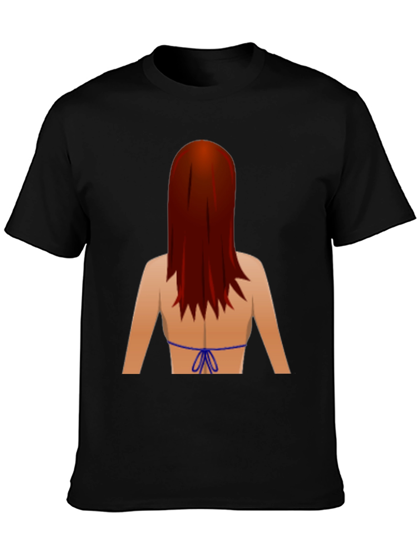 Black Novelty Graphic T-Shirt: Back View Bikini Redhead view 3