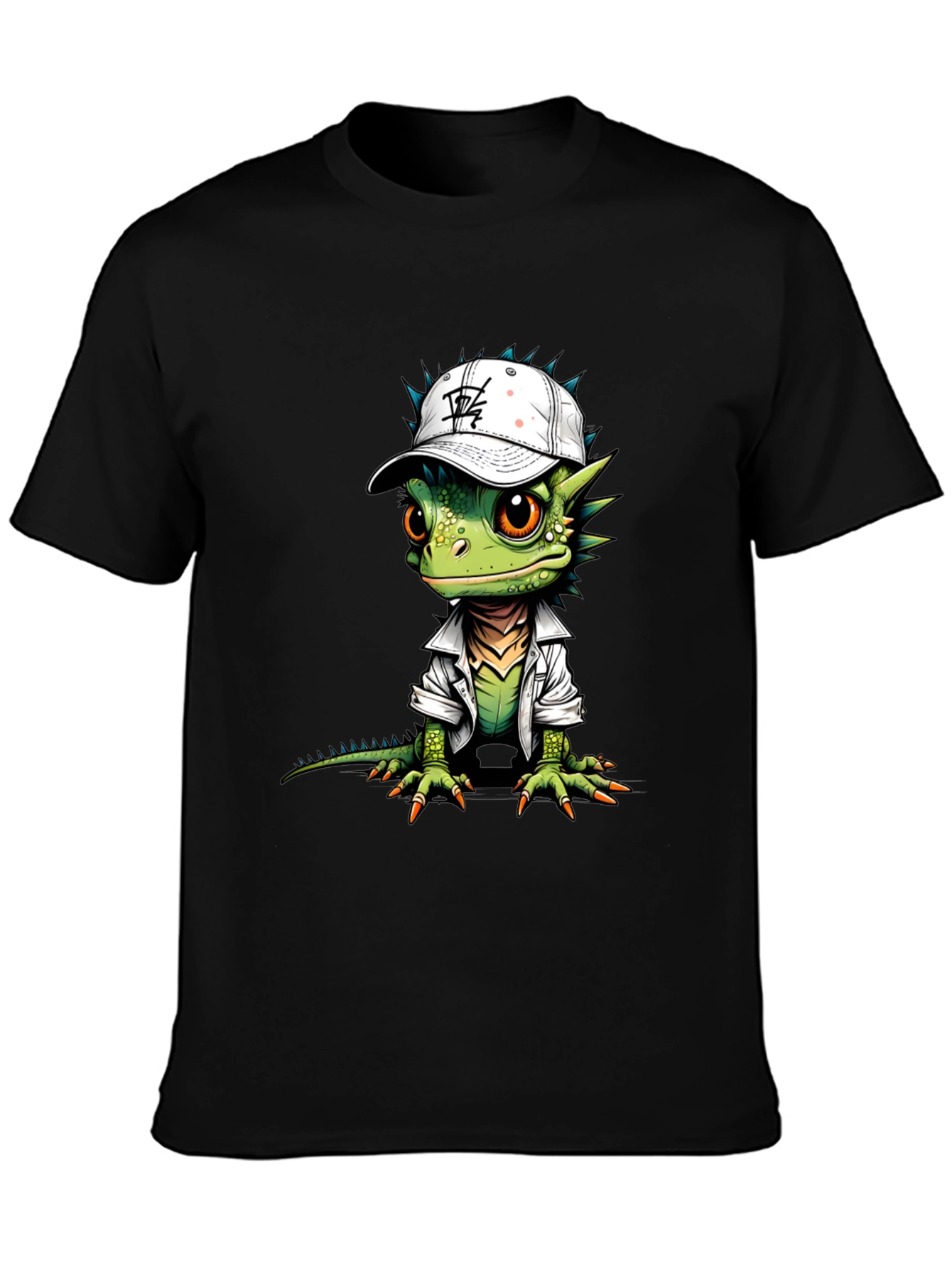 Black Cool Lizard Graphic Tee view 3