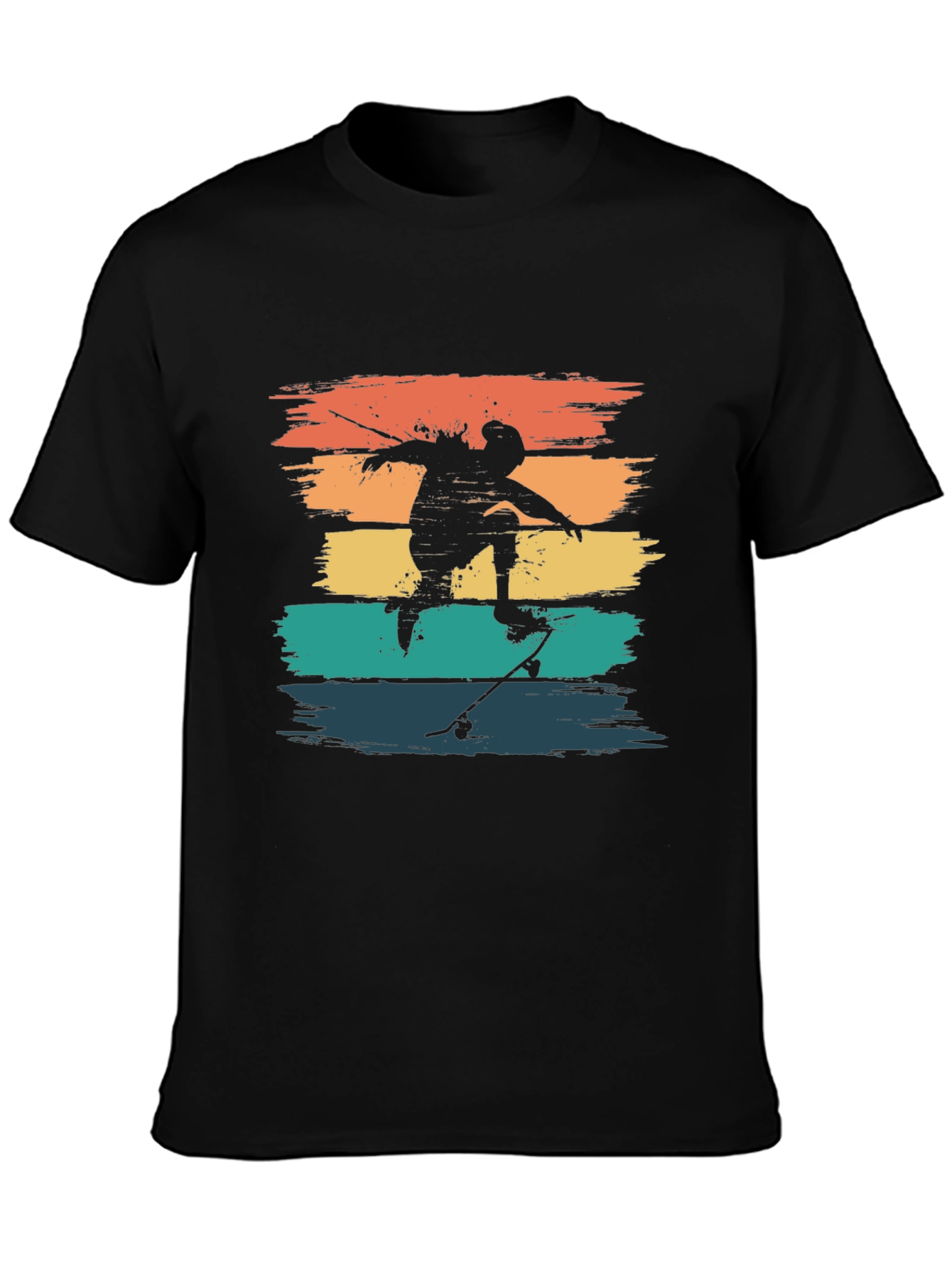 Black Retro Skateboarder Tee - Vintage Style T-Shirt view 3