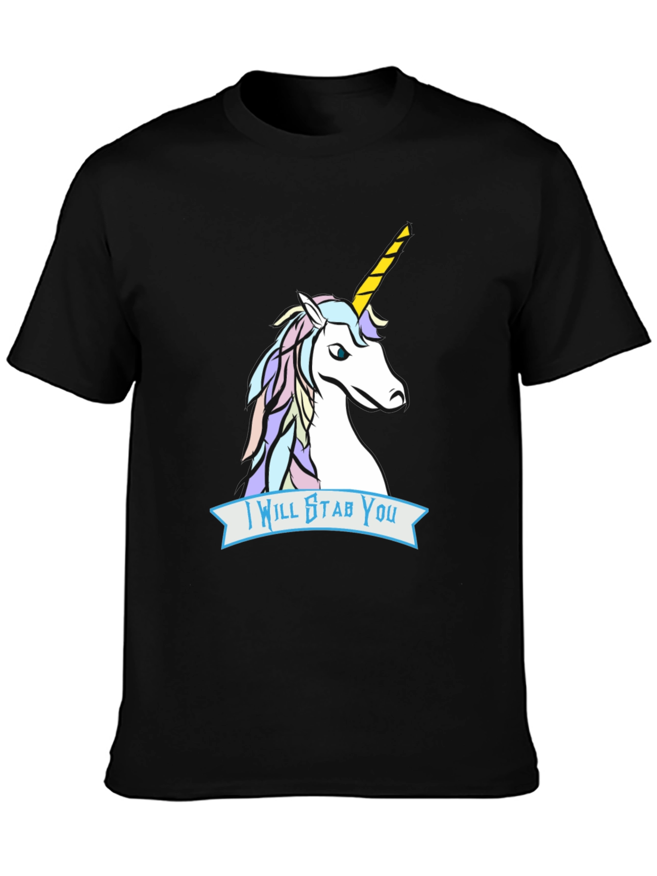 Black Unicorn Stab T-Shirt - Funny Graphic Tee view 3