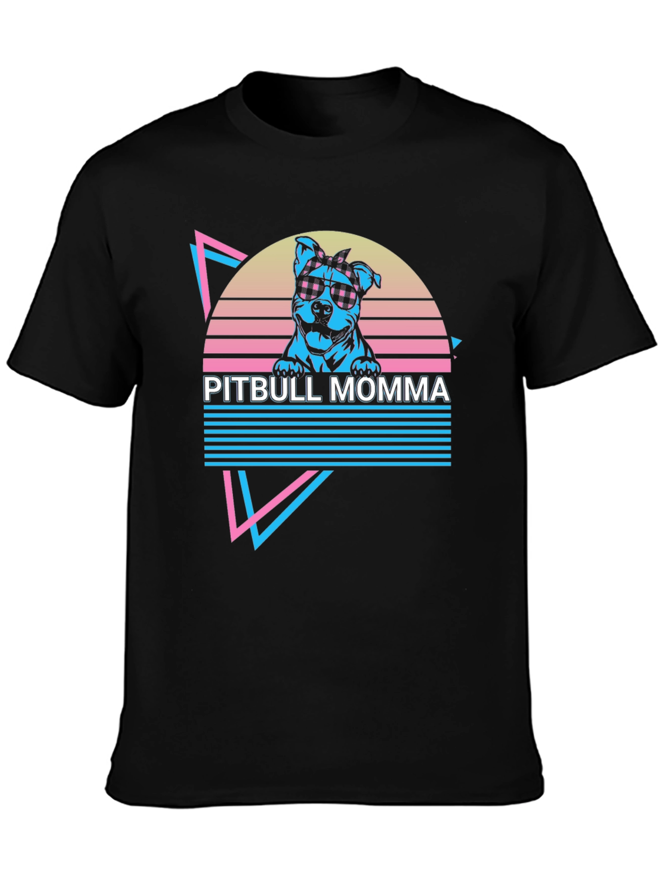 Black Pitbull Momma Retro T-Shirt view 3