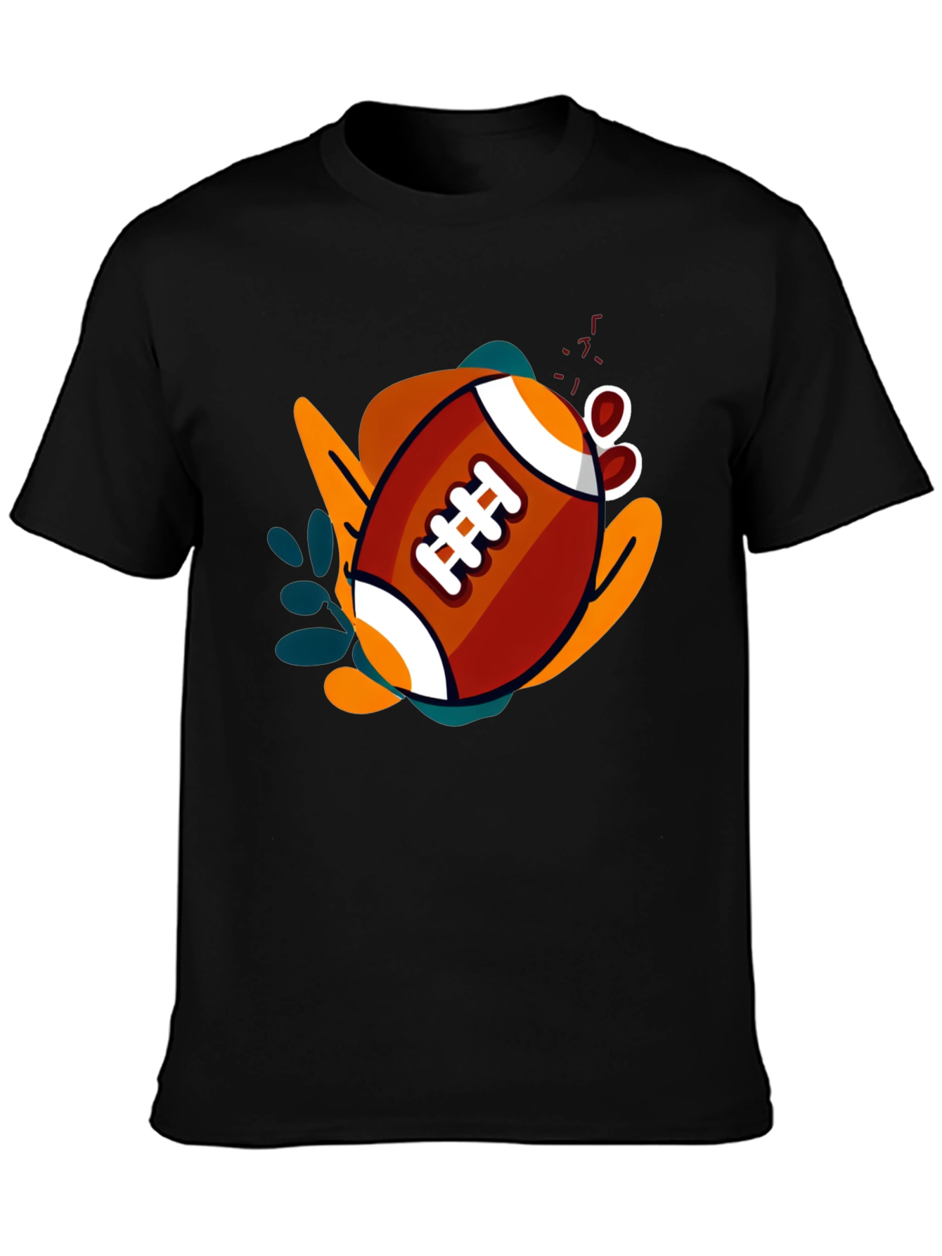 Black Graphic Football T-Shirt - Black Casual Tee view 3
