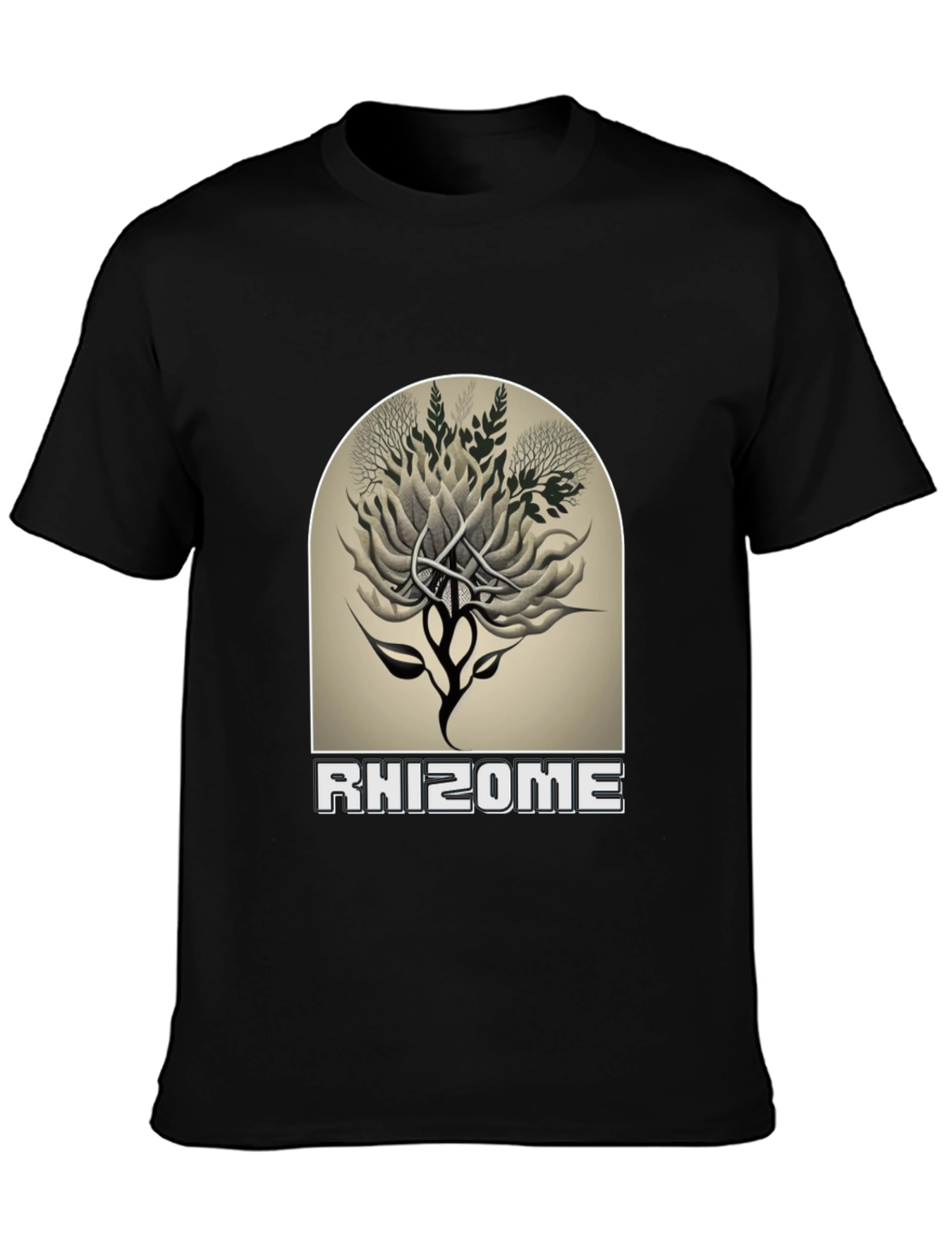 Black Rhizome Graphic Tee - Unique Nature Design view 3