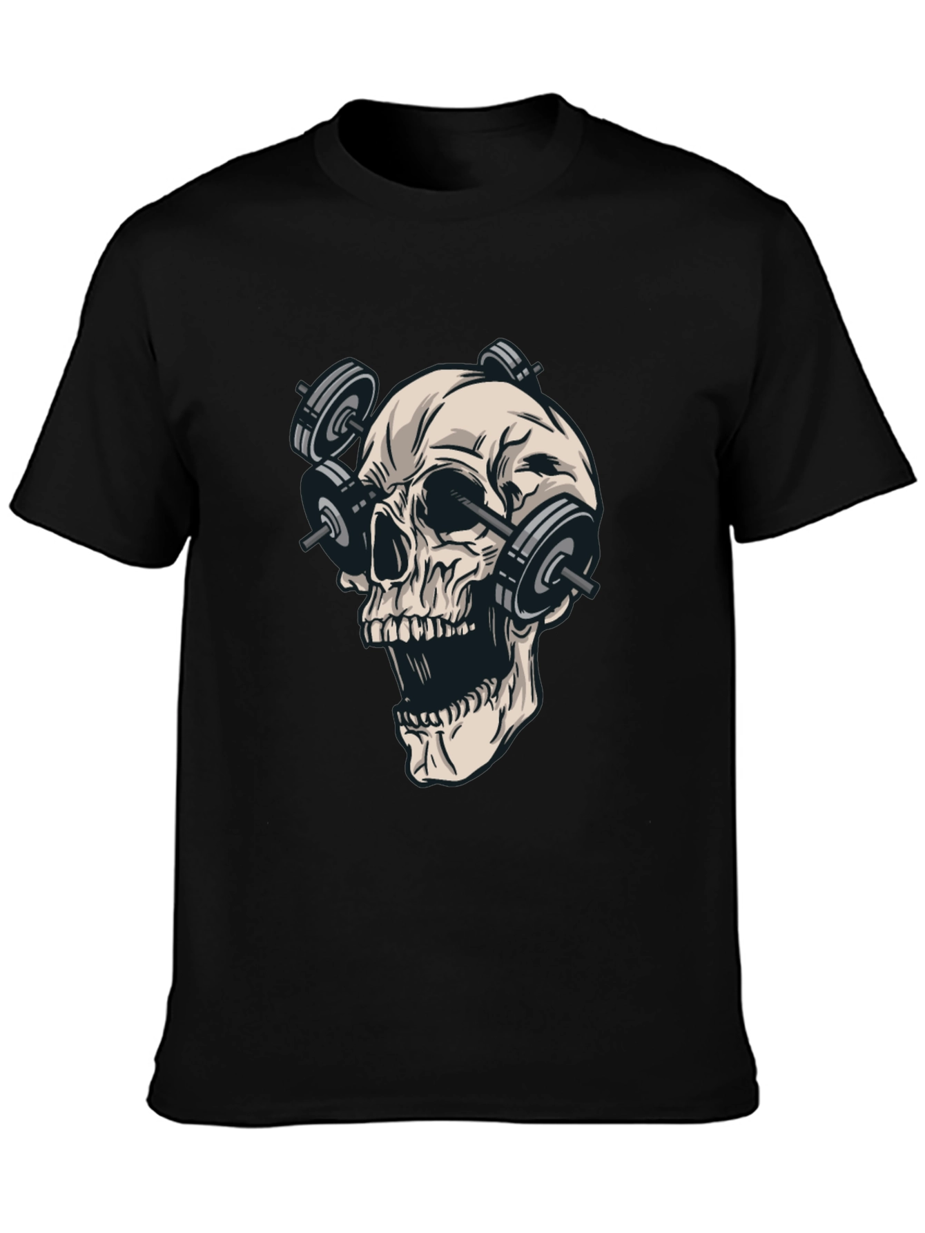Black Skull Weights Black T-Shirt - Gym Lover view 3