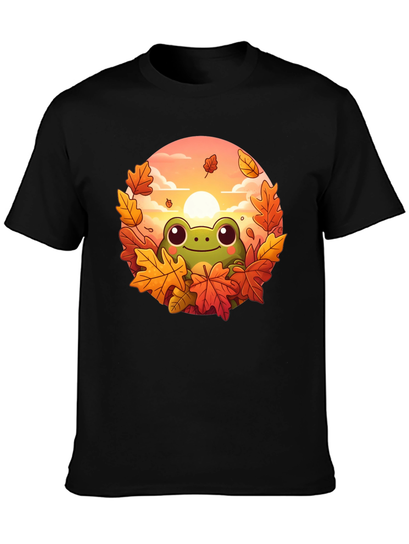 Black Fall Frog Graphic Tee - Autumn Vibes view 3