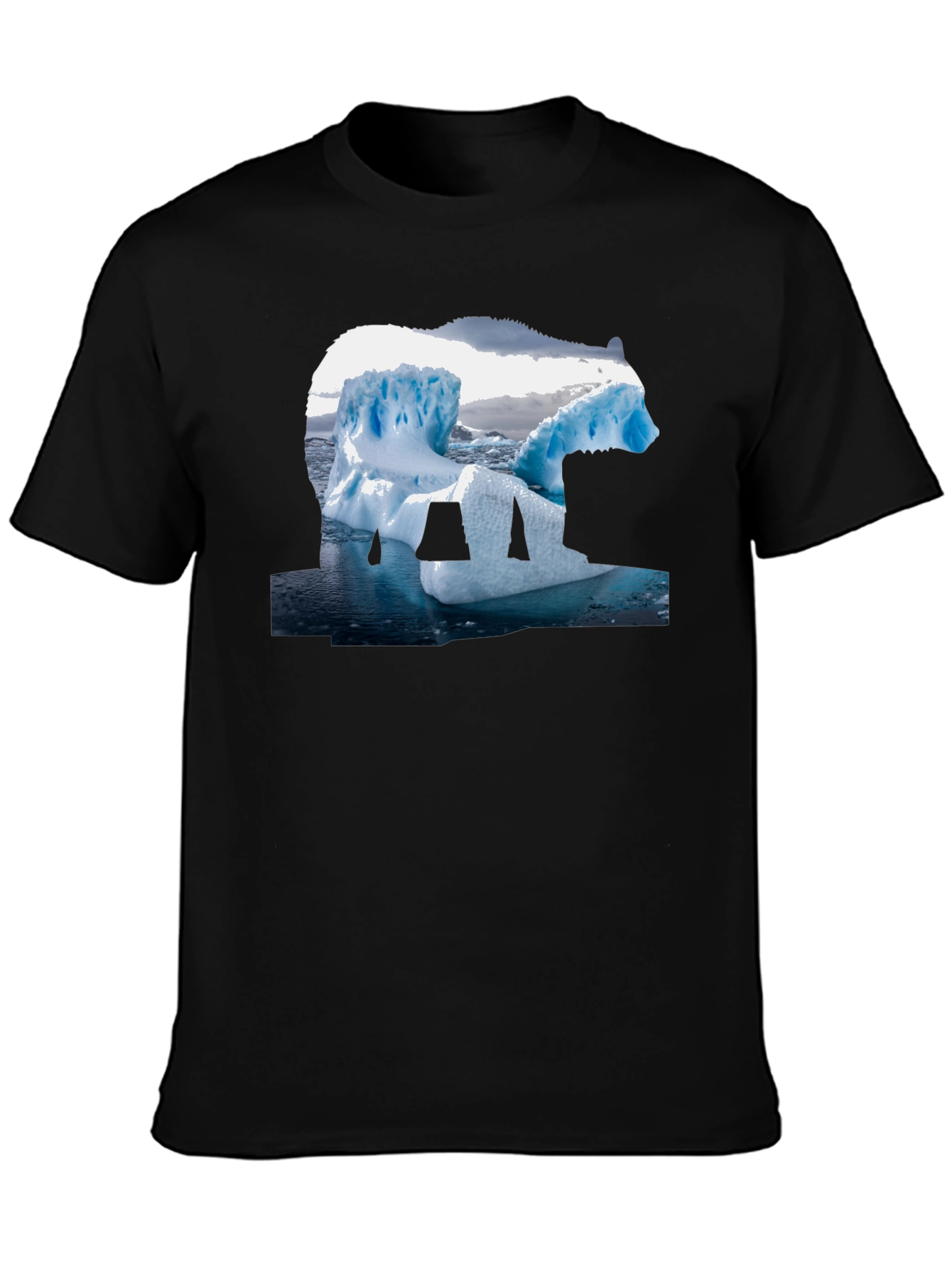 Black Polar Bear Iceberg Graphic Tee - Black Cotton T-Shirt view 3