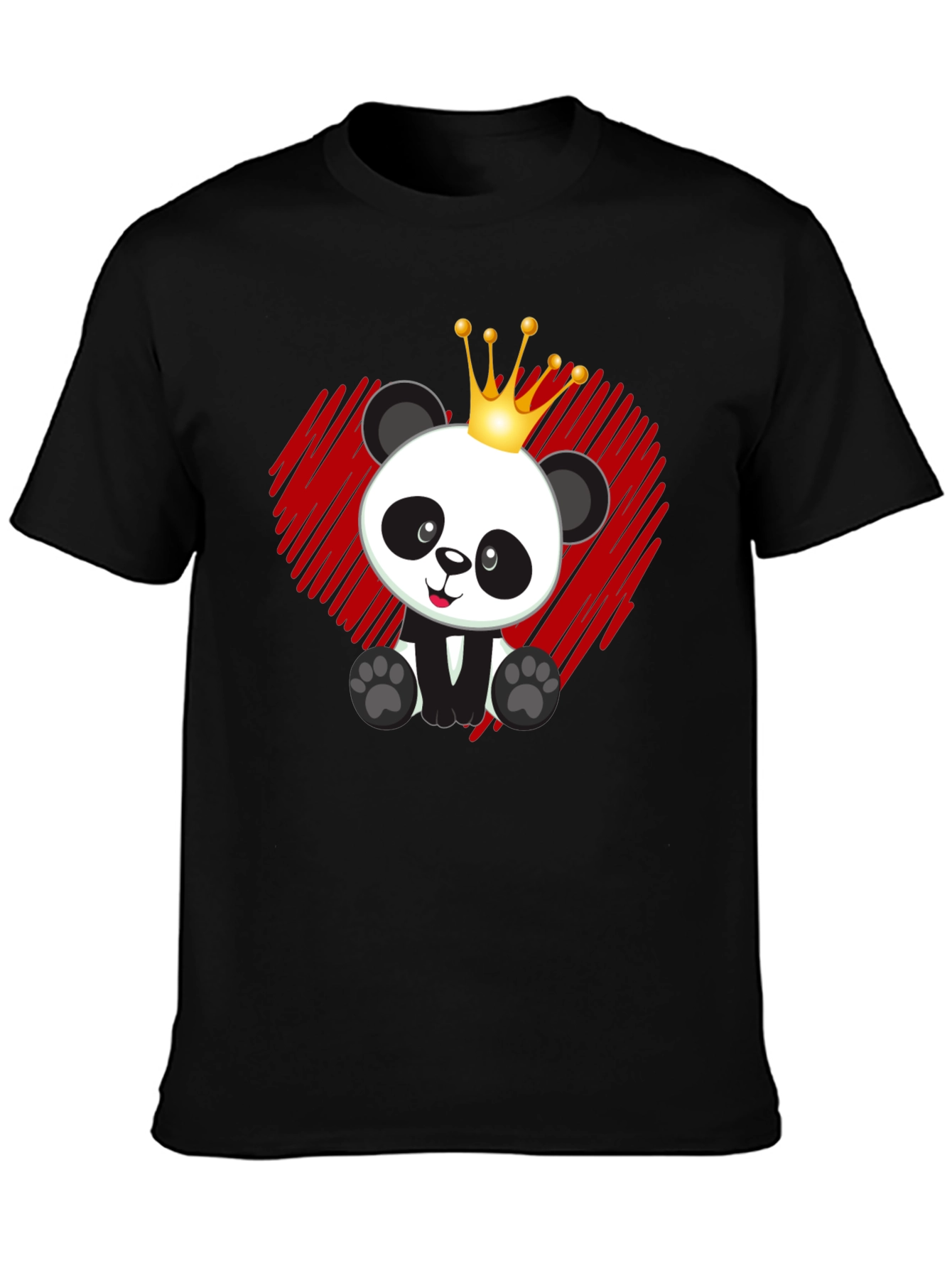 Black Panda King T-Shirt - Cute Bear Graphic Tee view 3