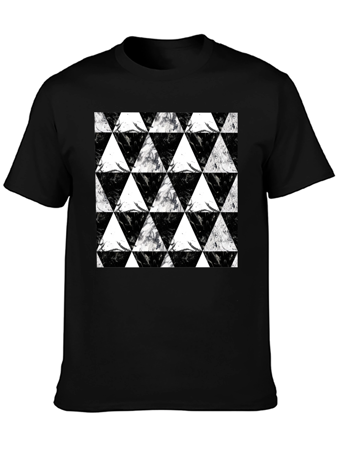 Black Black Triangle Pattern Graphic Tee view 3