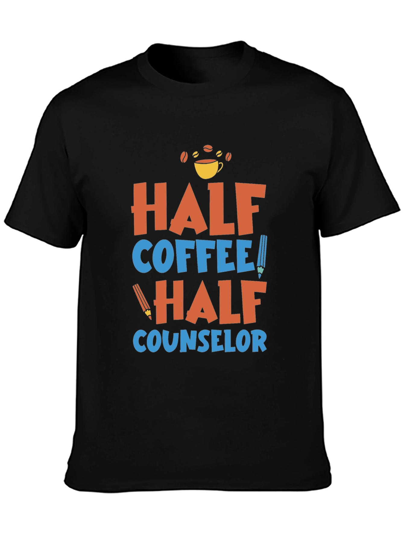 Black Half Coffee Half Counselor Graphic Tee view 3