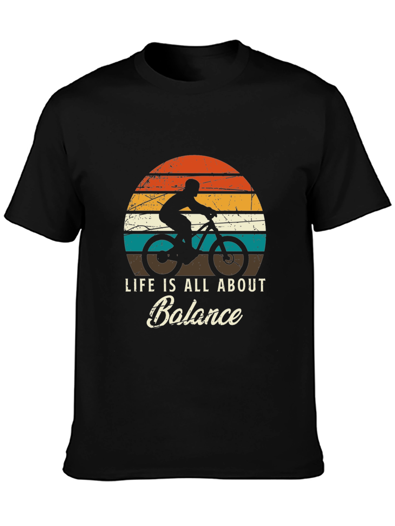 Black Life is All About Balance T-Shirt - Mountain Bike Design view 3