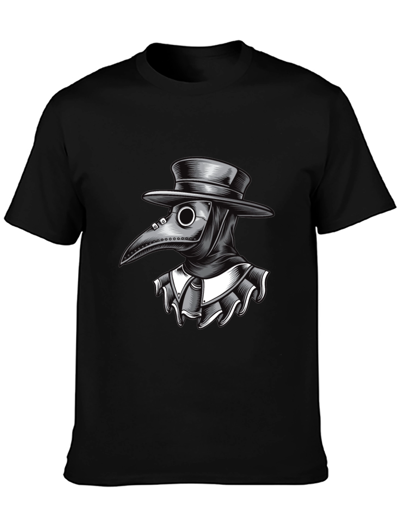 Black Plague Doctor Graphic Tee - Black Cotton T-Shirt view 3