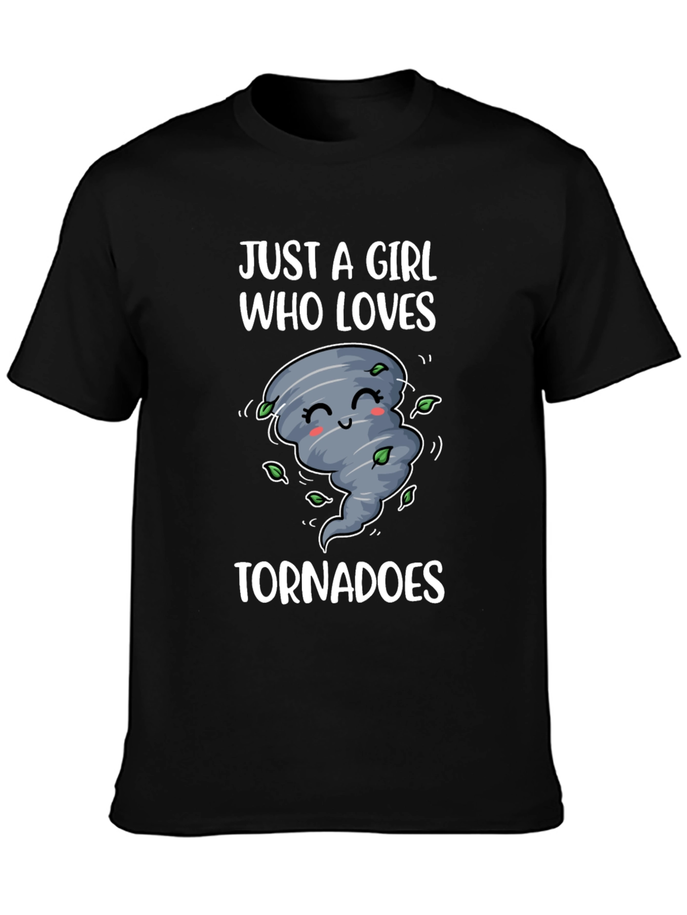 Black Cute Tornado Graphic Tee - Just A Girl Who Loves Tornadoes view 3
