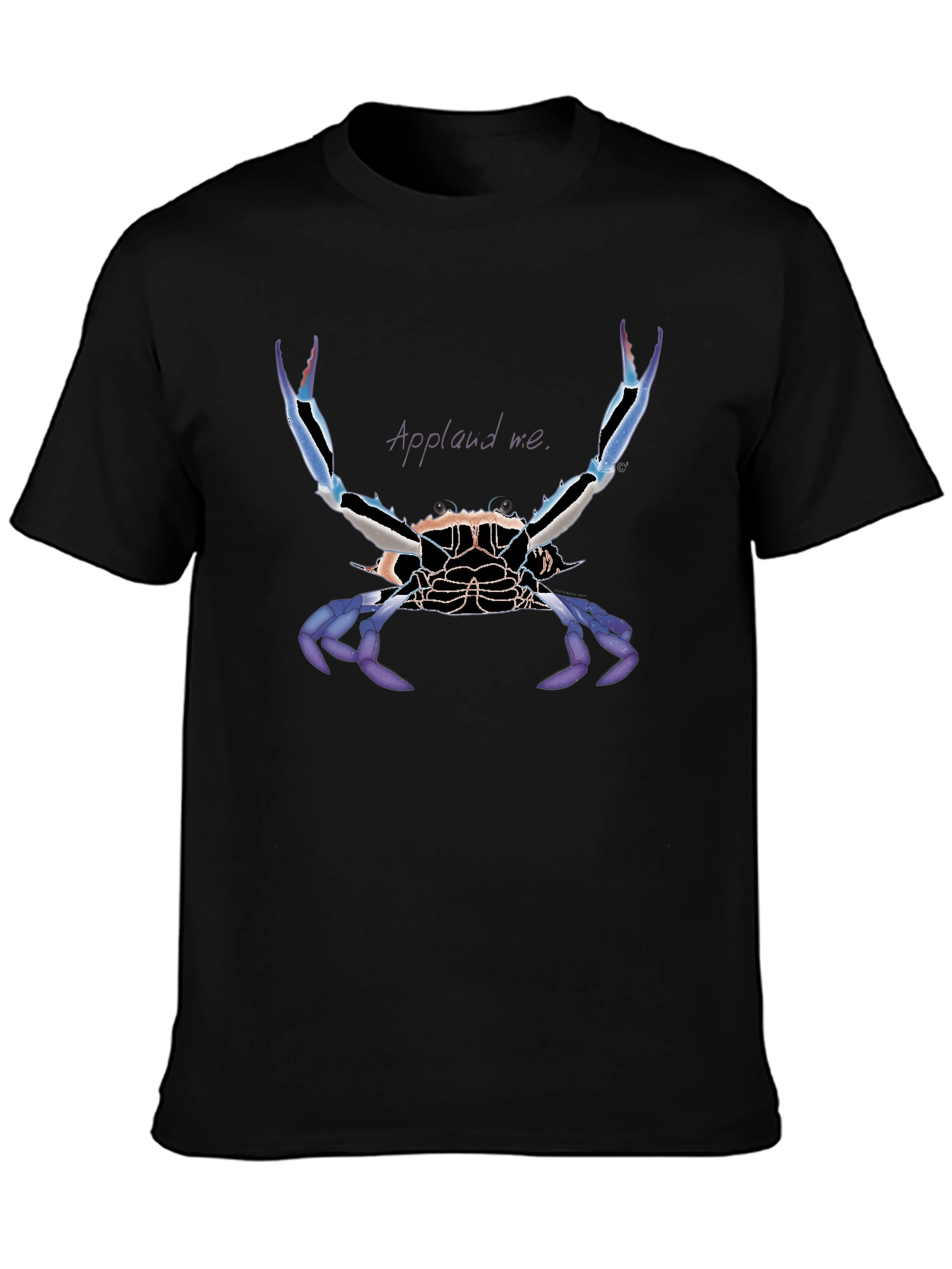 Black Applaud Crab Graphic Tee - Bold Statement Shirt view 3
