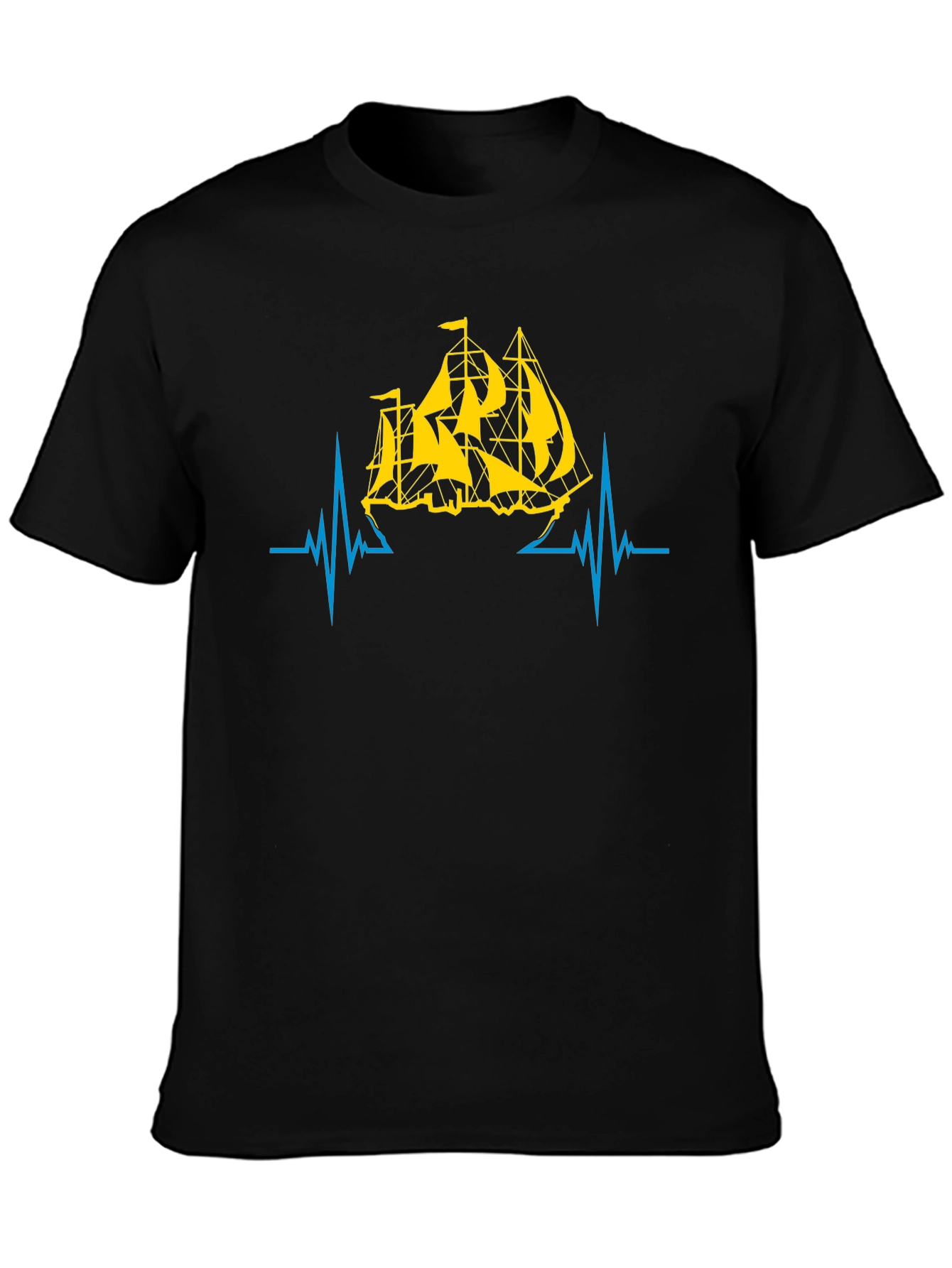 Black Nautical Heartbeat T-Shirt - Black view 3