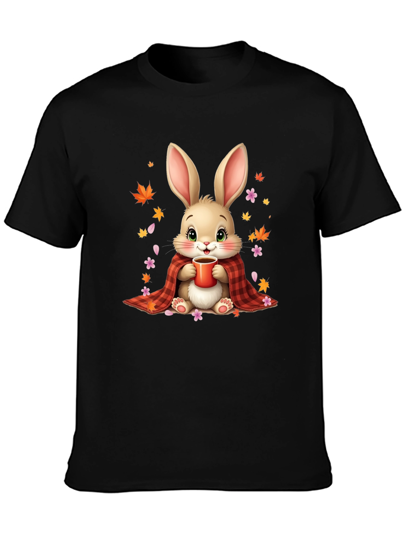Black Cozy Bunny Graphic Tee view 3