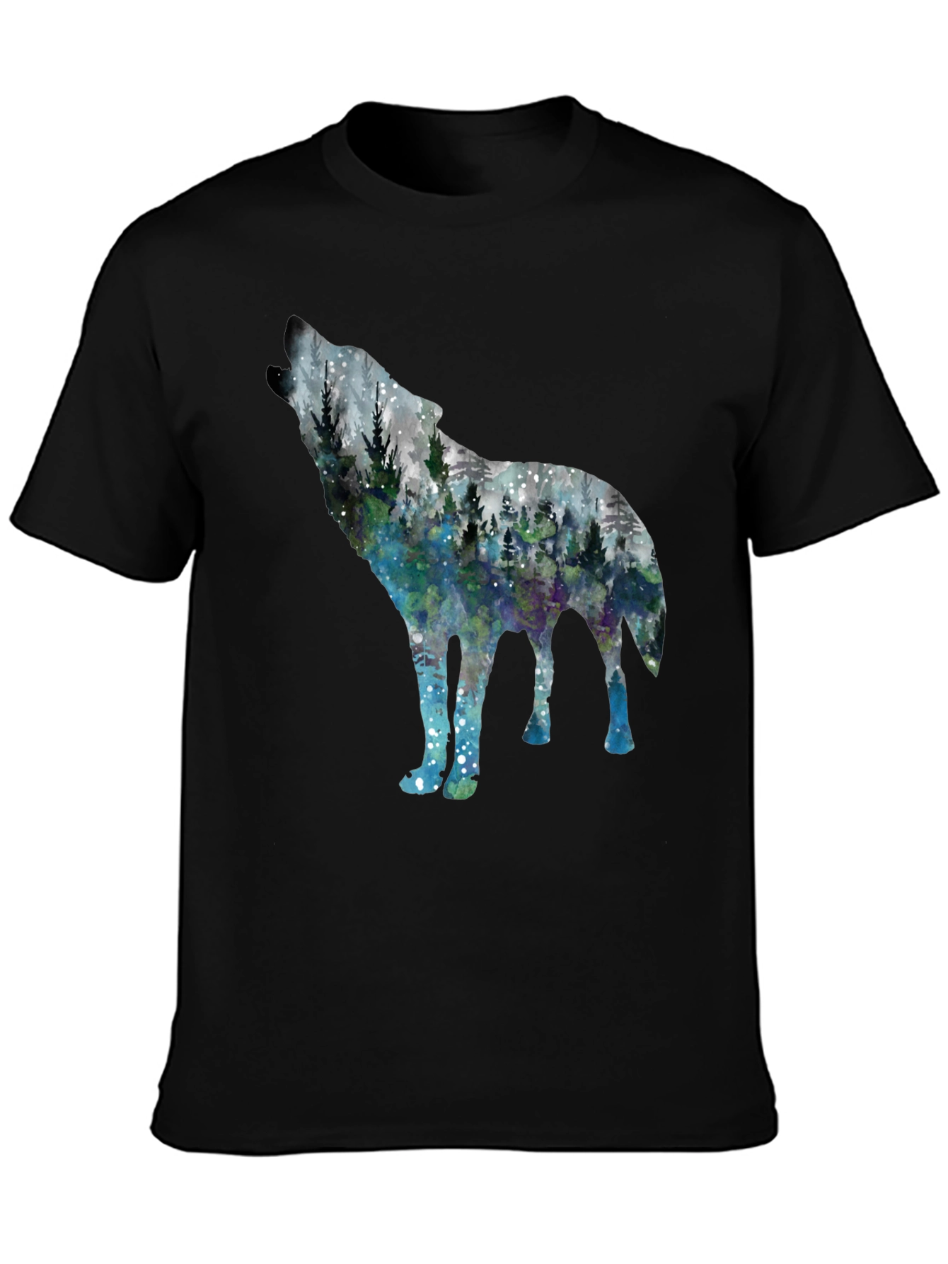 Black Wolf Forest Graphic Tee - Stylish Nature Shirt view 3