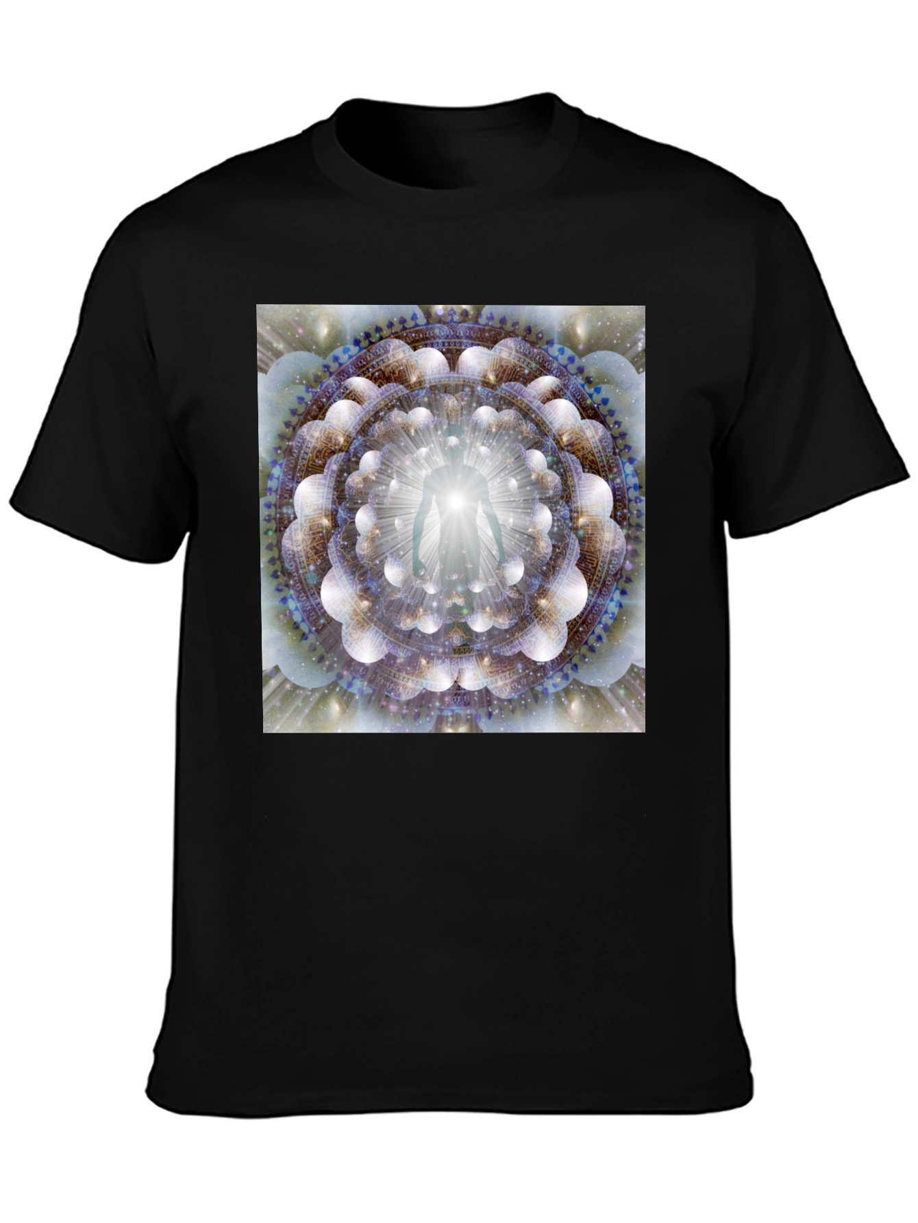 Black Enlightened Being Mandala Black T-Shirt view 3