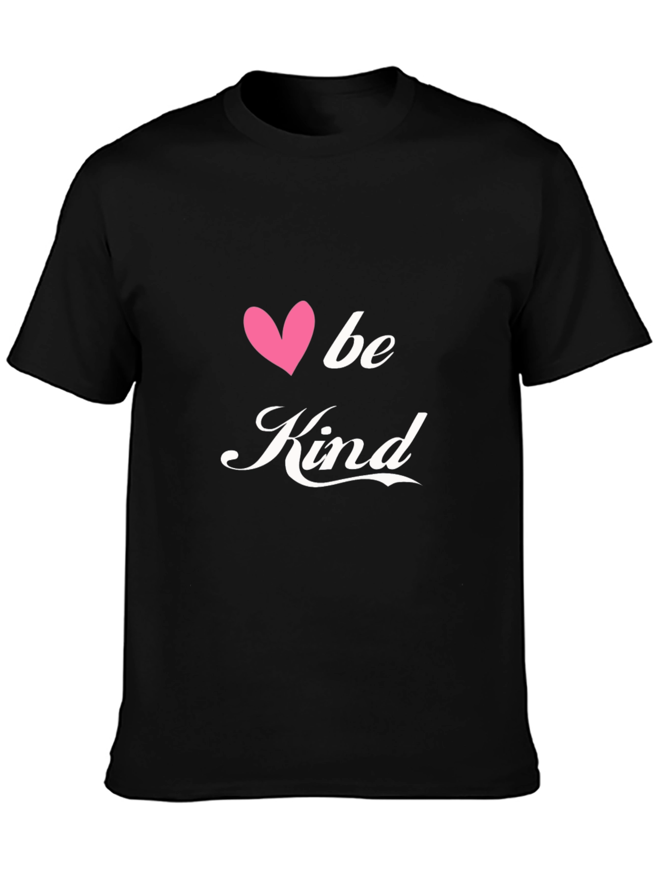 Black Be Kind T-Shirt - Black Cotton Blend Tee with Heart Design view 3