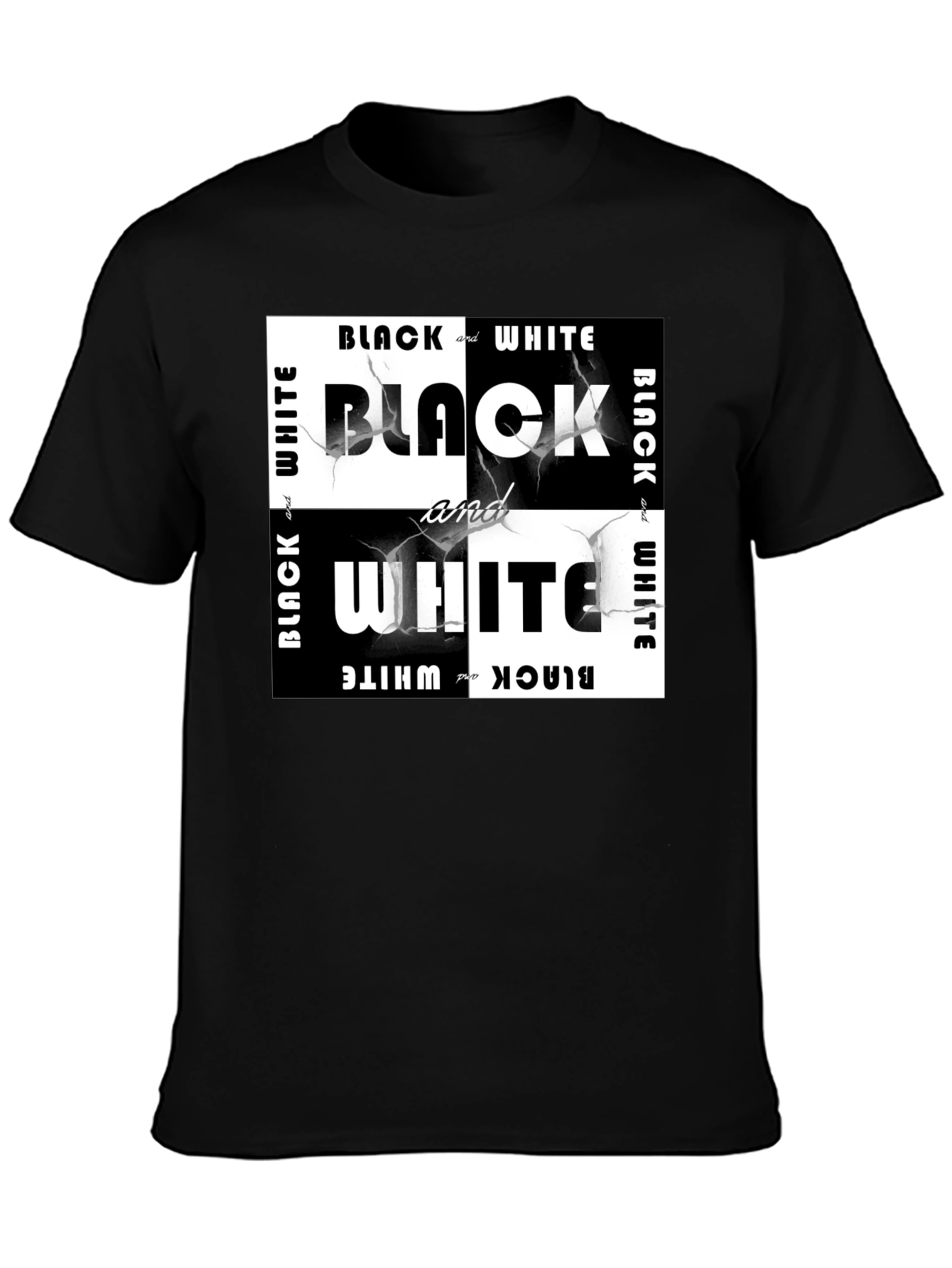 Black Black & White Graphic Tee - Modern Style view 3