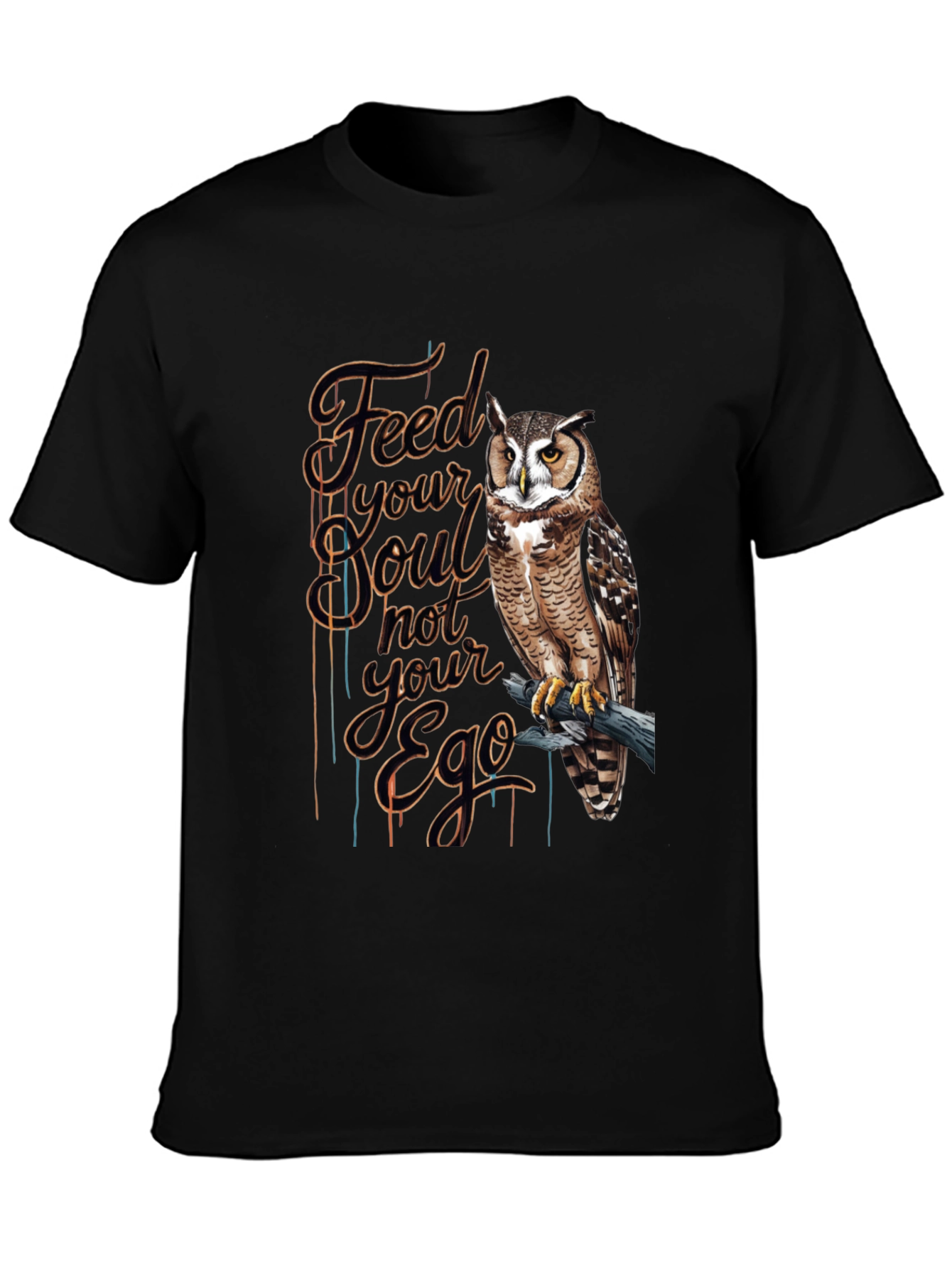 Black Feed Your Soul Owl Graphic T-Shirt - Black view 3