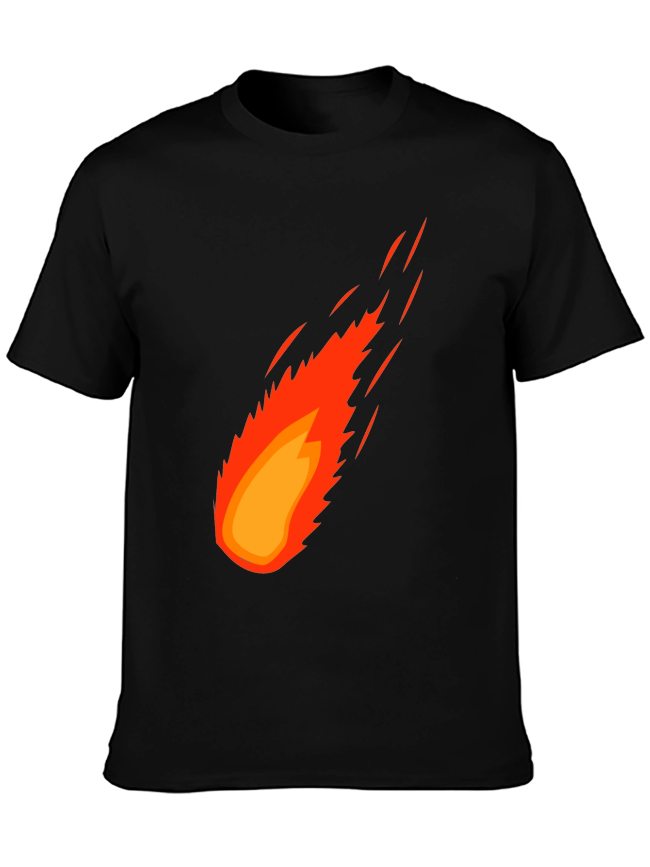 Black Fiery Comet Graphic Tee - Black Cotton T-Shirt view 3