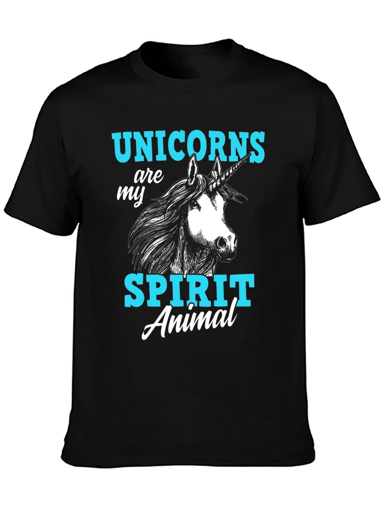 Black Unicorn Spirit Animal Graphic T-Shirt, Black Cotton Tee view 3