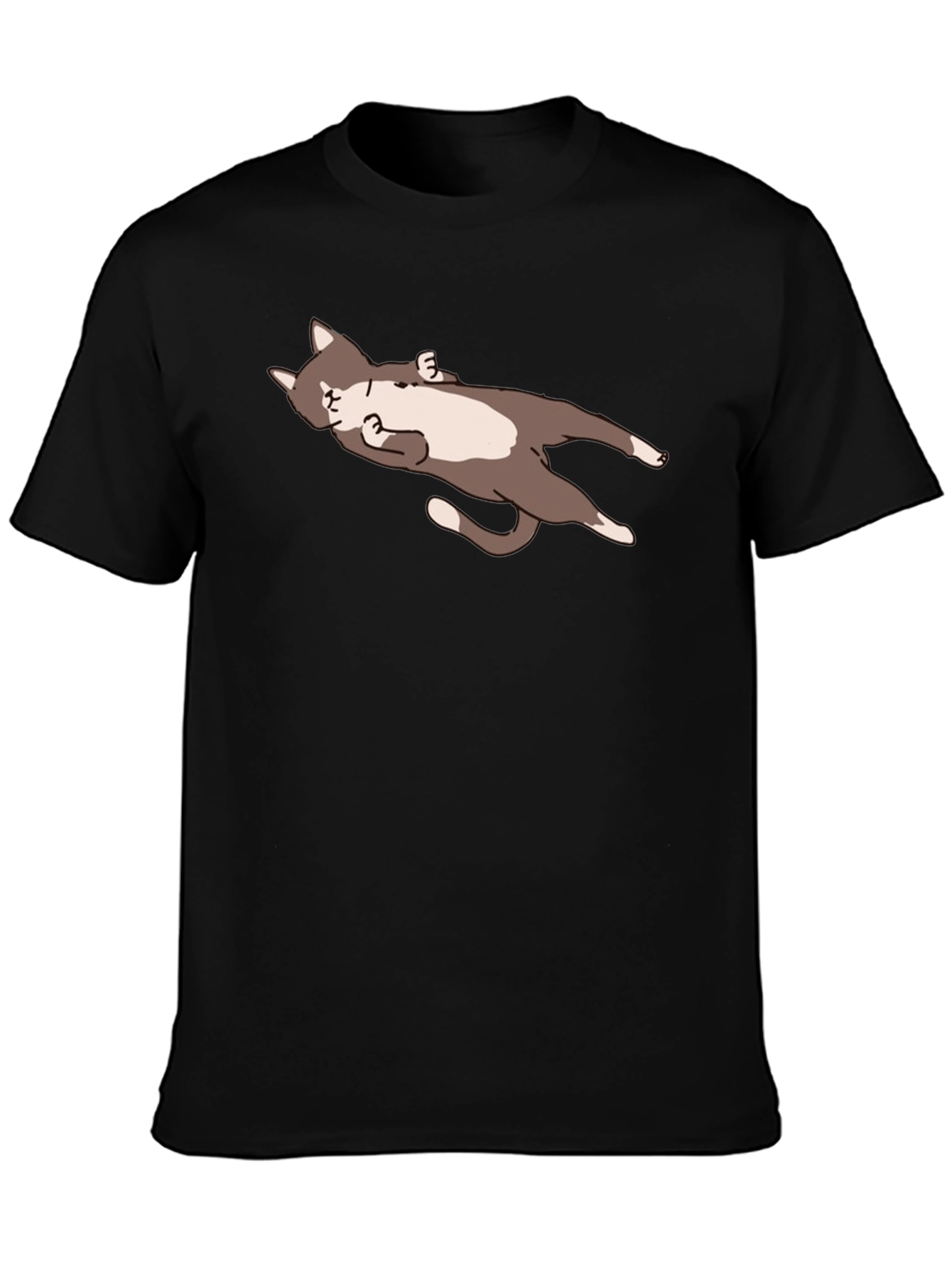 Black Lazy Cat Graphic Tee - Relaxed Fit view 3