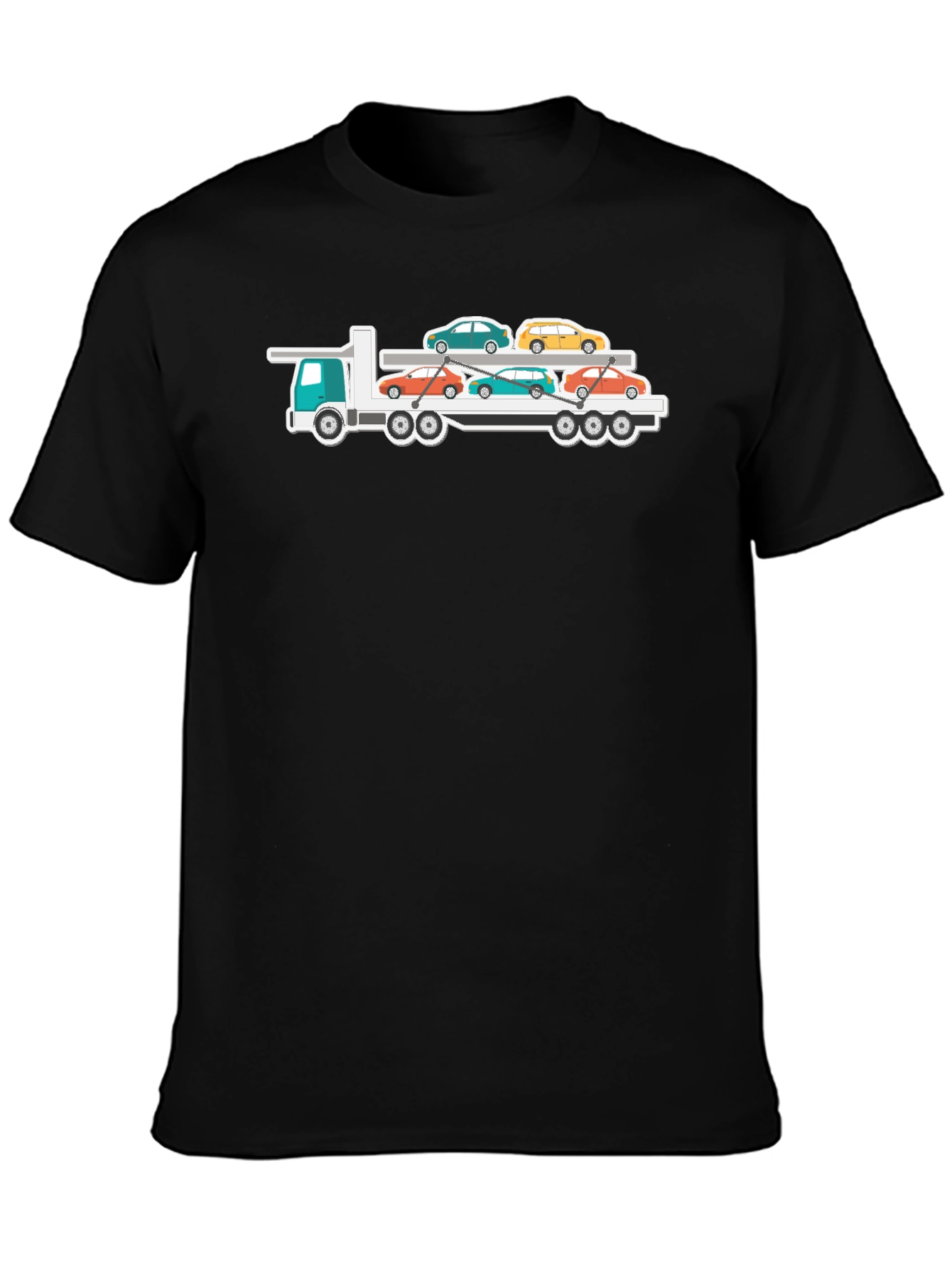 Black Car Carrier Truck T-Shirt - Automotive Enthusiast Tee view 3