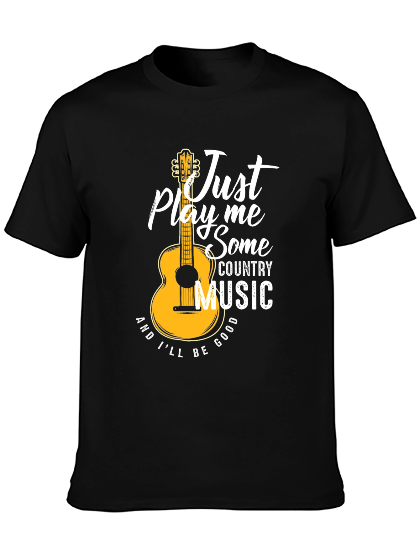 Black Just Play Me Some Country Music Graphic T-Shirt view 3