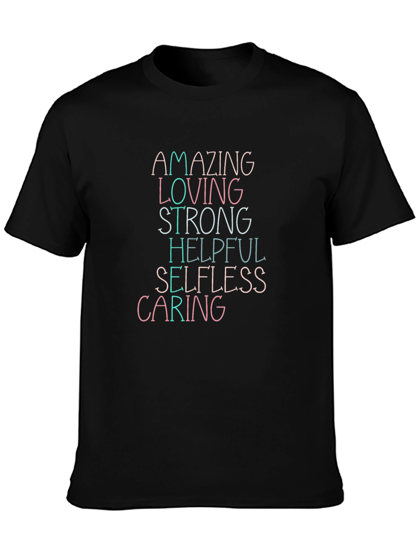 Black Amazing Loving Strong Graphic T-Shirt view 3