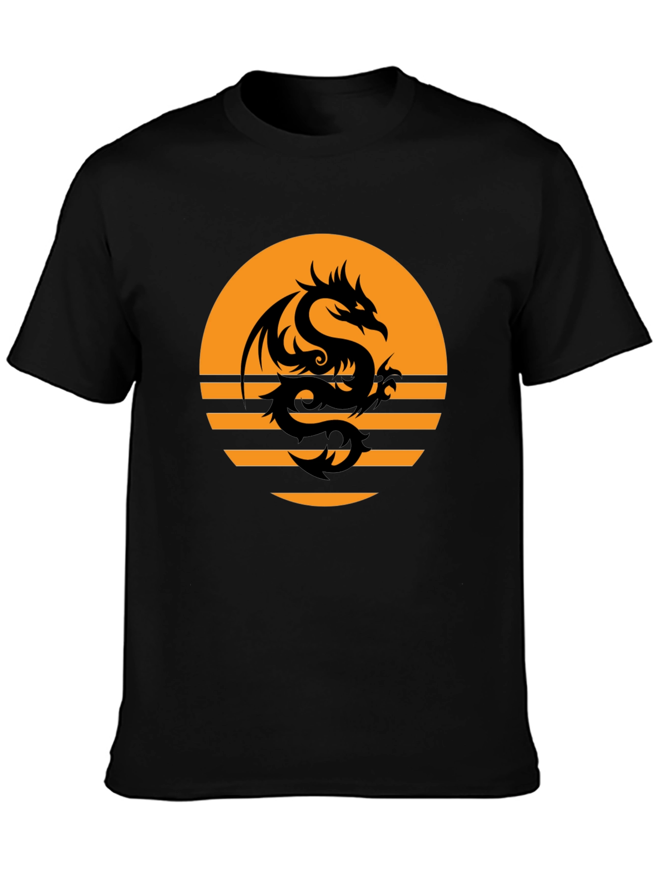 Black Dragon Sunset Graphic Tee - Black Cotton Blend view 3