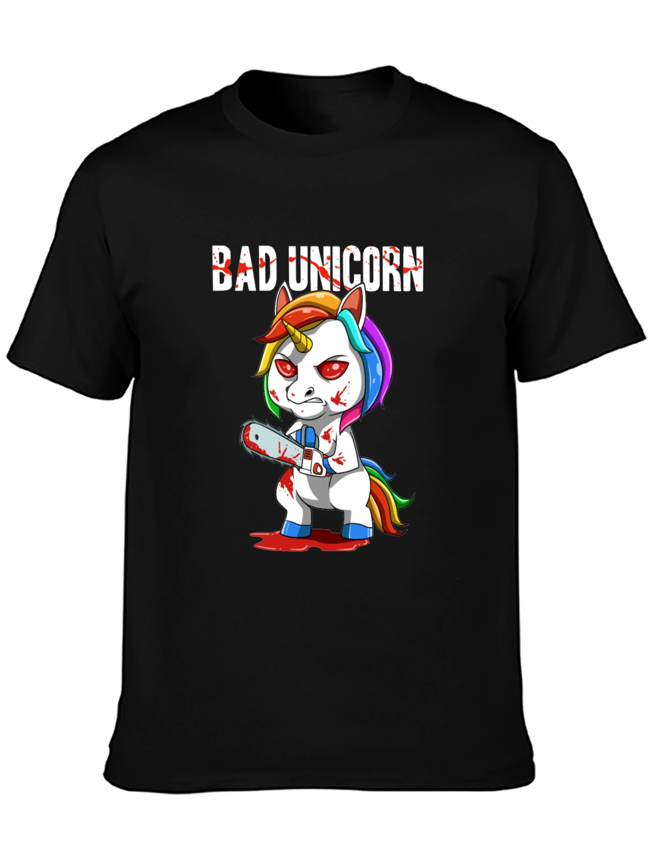 Black Bad Unicorn Graphic T-Shirt - Dark Humor Tee view 3