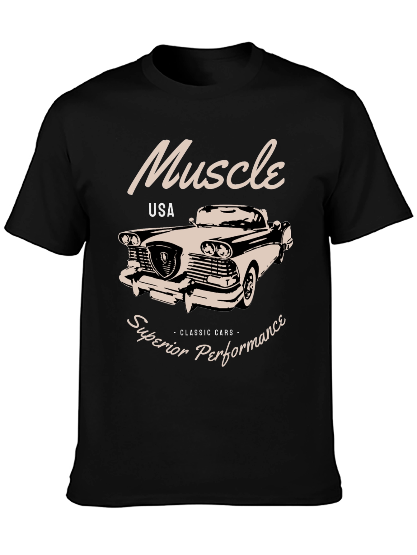 Black Muscle Car T-Shirt - Superior Performance Classic Tee view 3