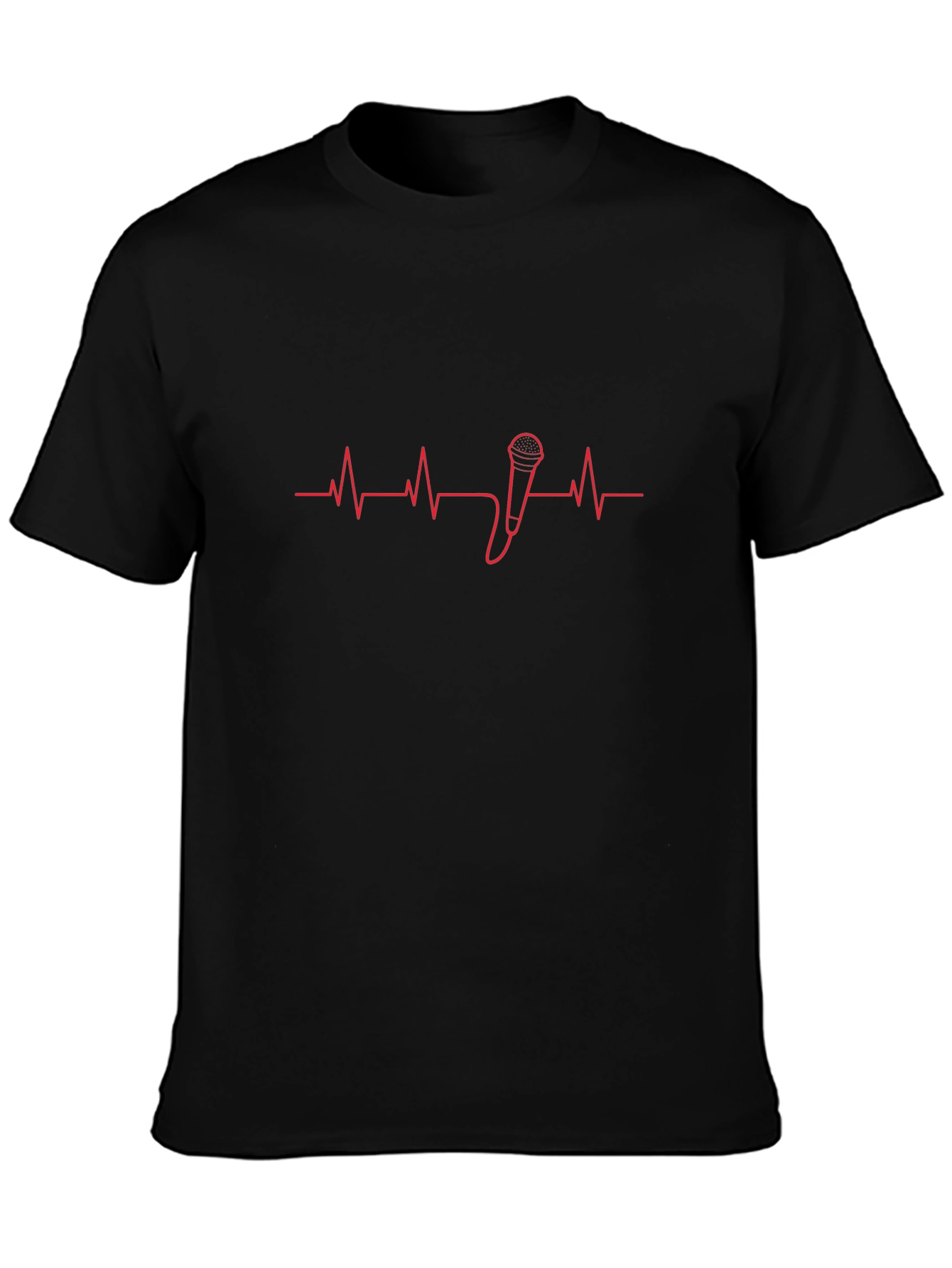 Black Microphone Heartbeat Graphic Tee - Black view 3