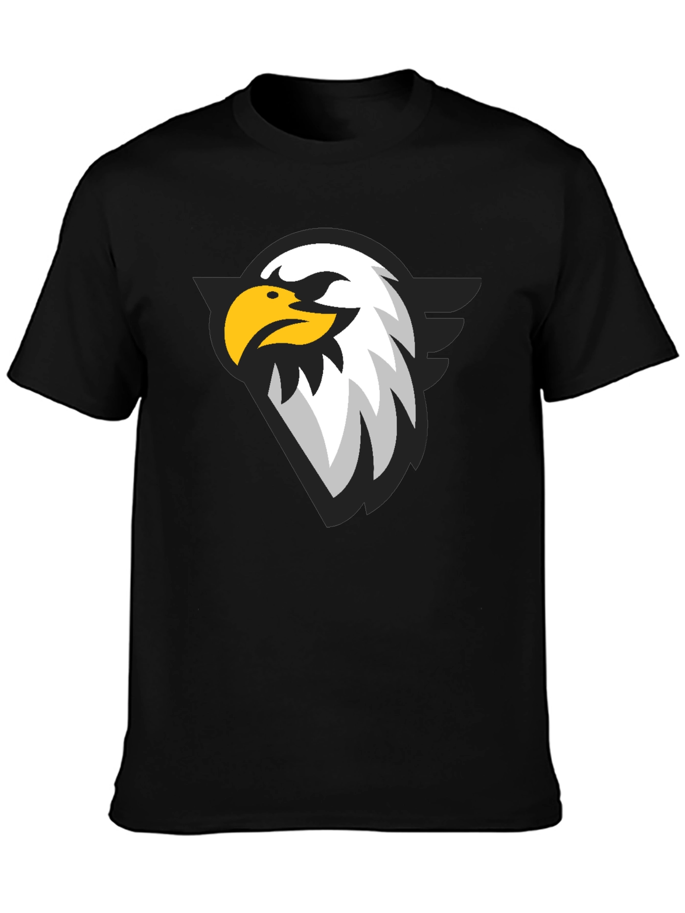 Black Black T-Shirt with Eagle Graphic Print view 3
