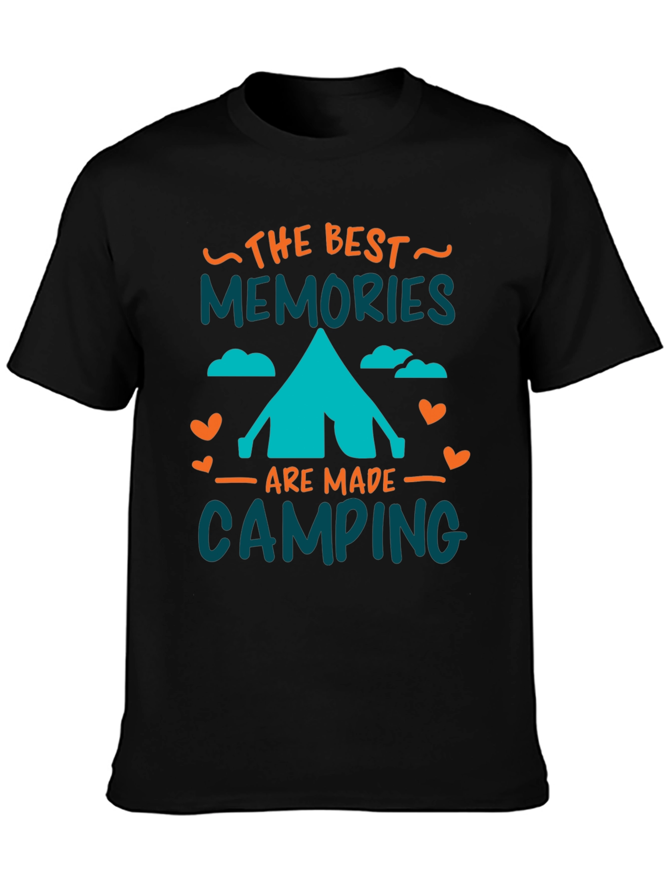 Black Camping Memories Tee: Adventure Awaits view 3