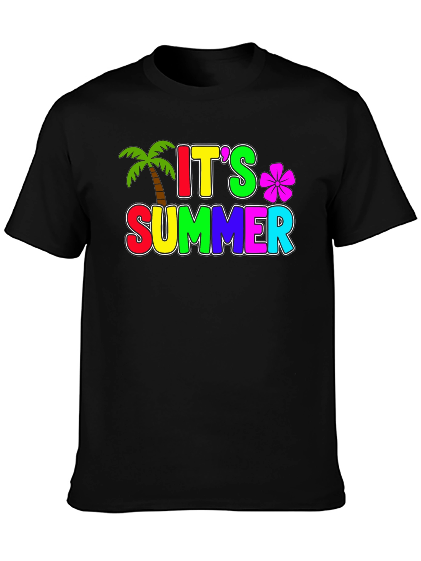 Black It's Summer Black T-Shirt view 3