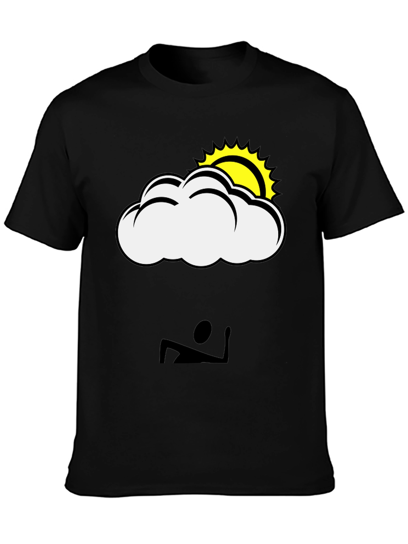 Black Cloud & Sun Graphic Tee - Stylish Black T-Shirt view 3