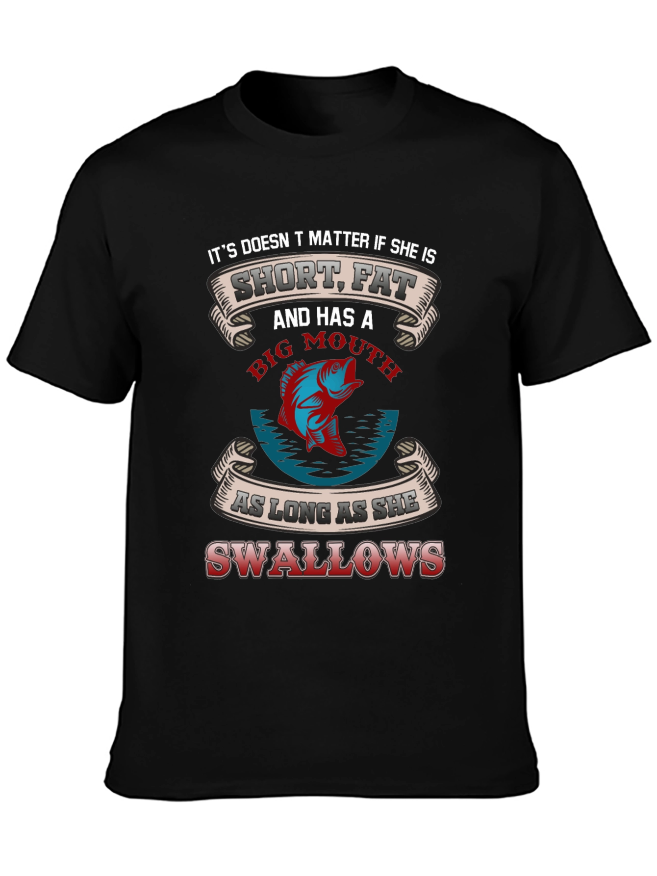 Black Fishing Humor Graphic T-Shirt view 3